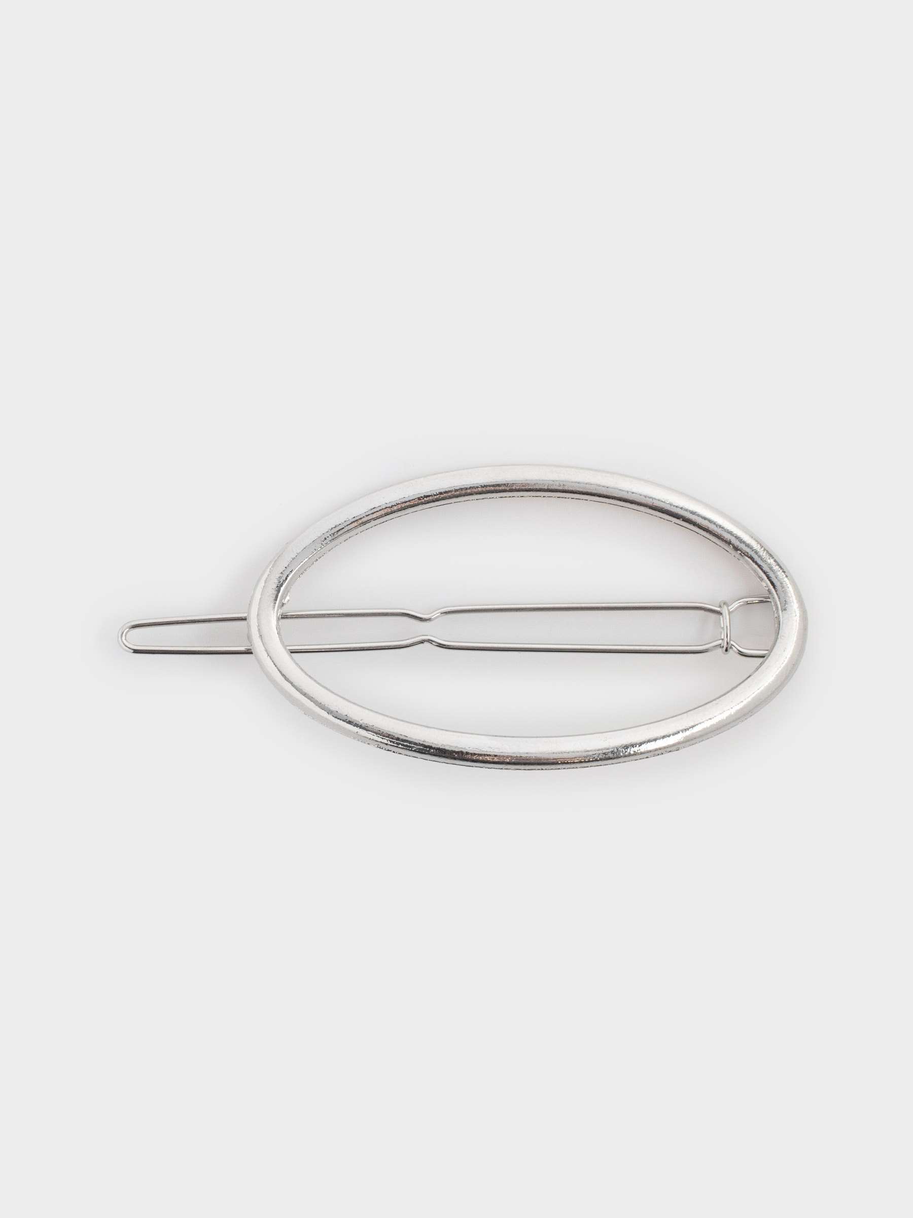 Hair clip, 7 cm, Metal, Silver, Oval, Hairstyle, image-0