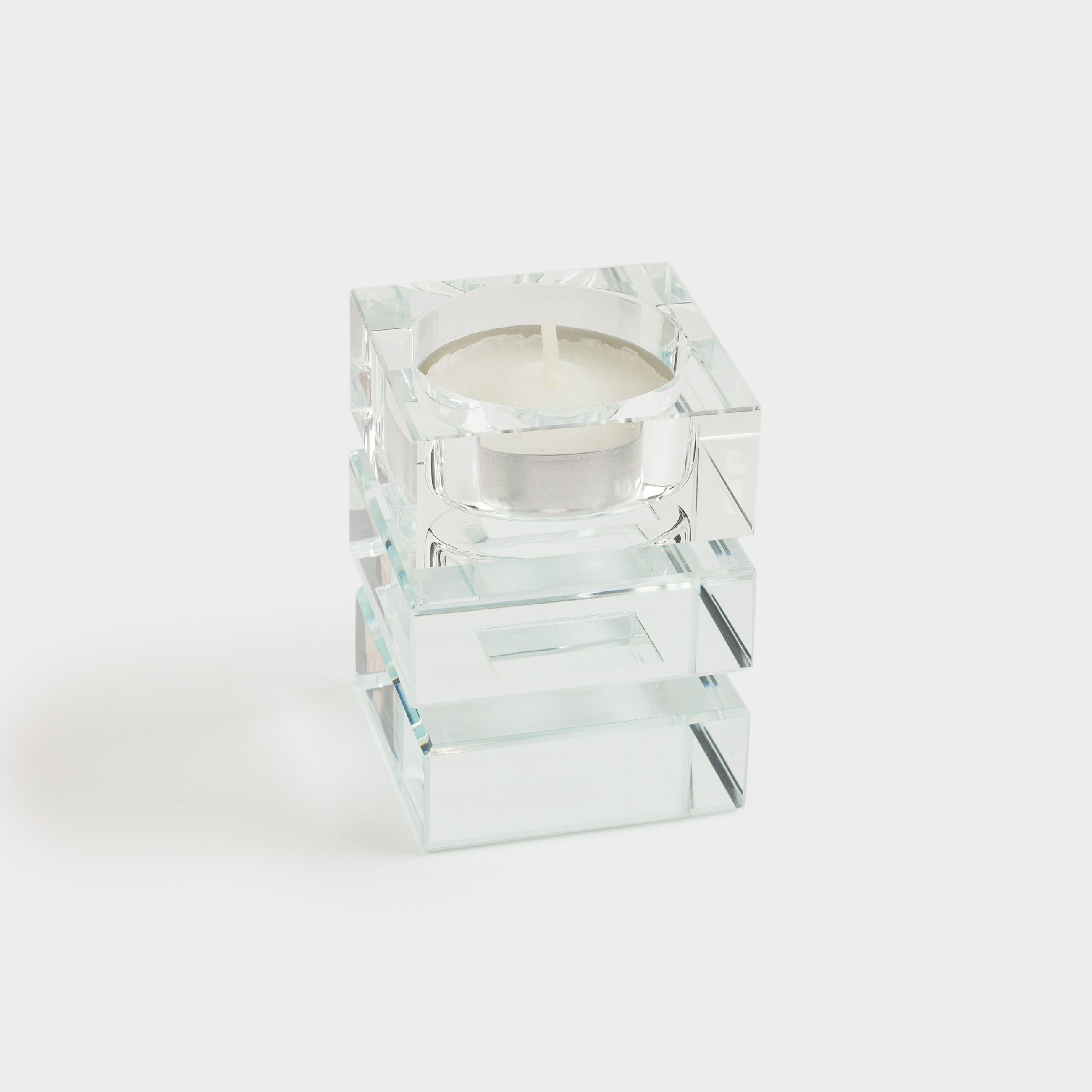 Candlestick, 7 cm, for tea candle, glass, Polyhedron, Lux crystal