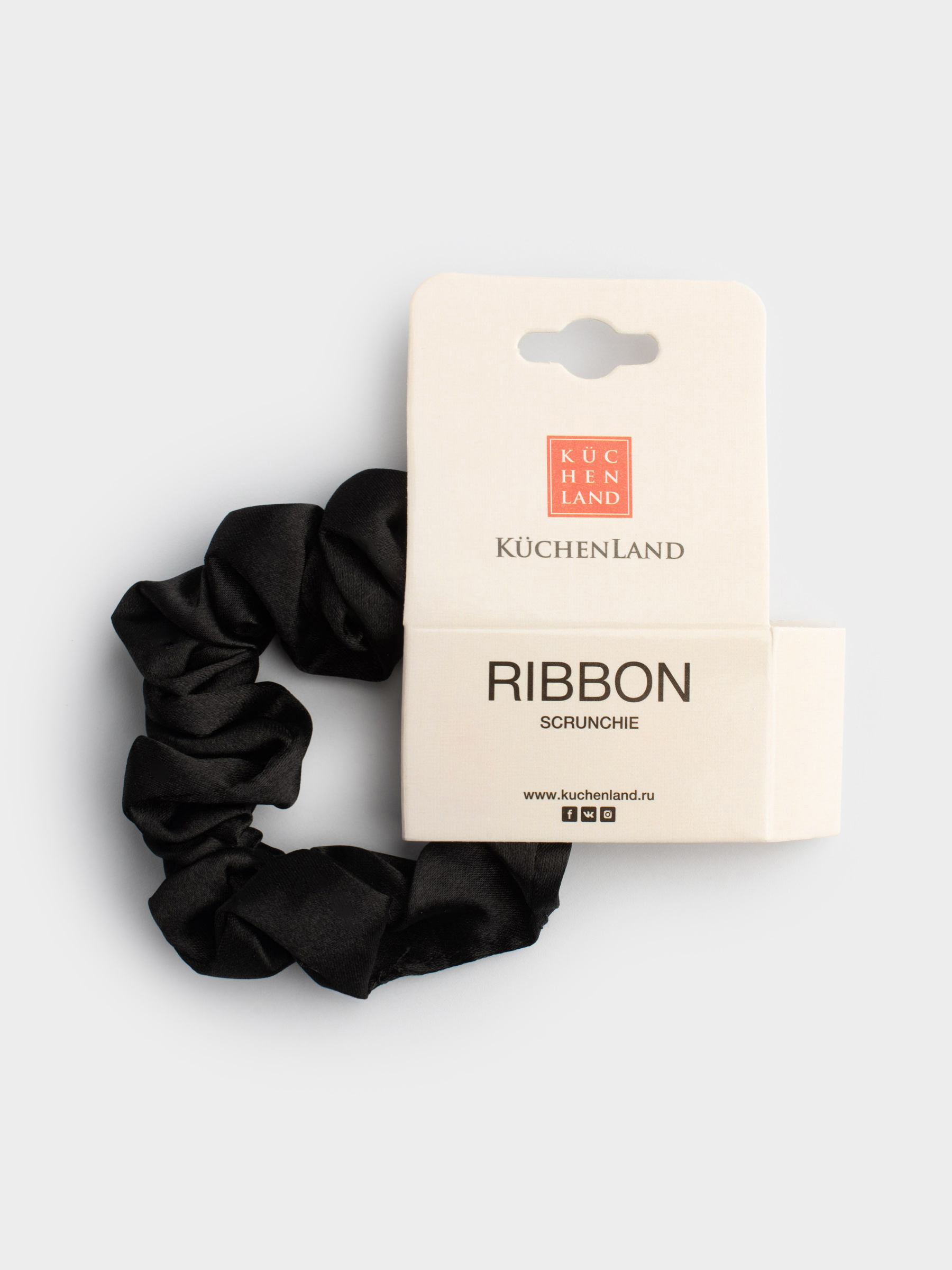 Elastic band for hair, 6 cm, satin, black, Silk, image-2