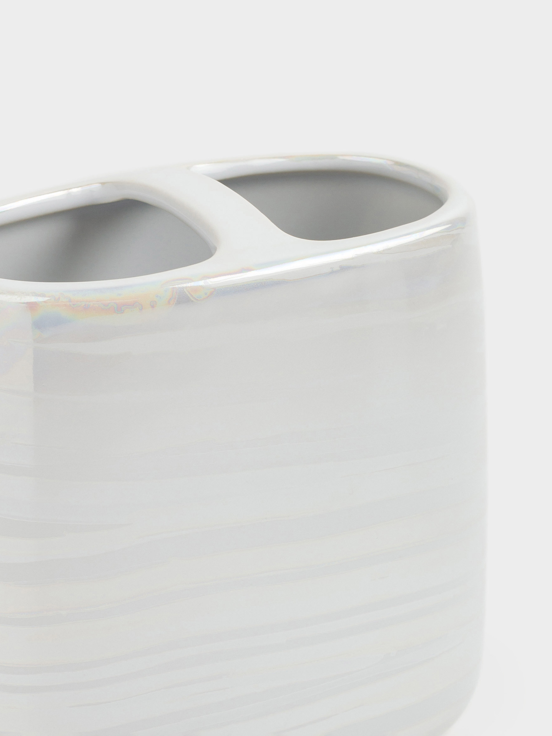 Toothbrush holder, 11 cm, ceramic, white, mother of pearl, Odyssey