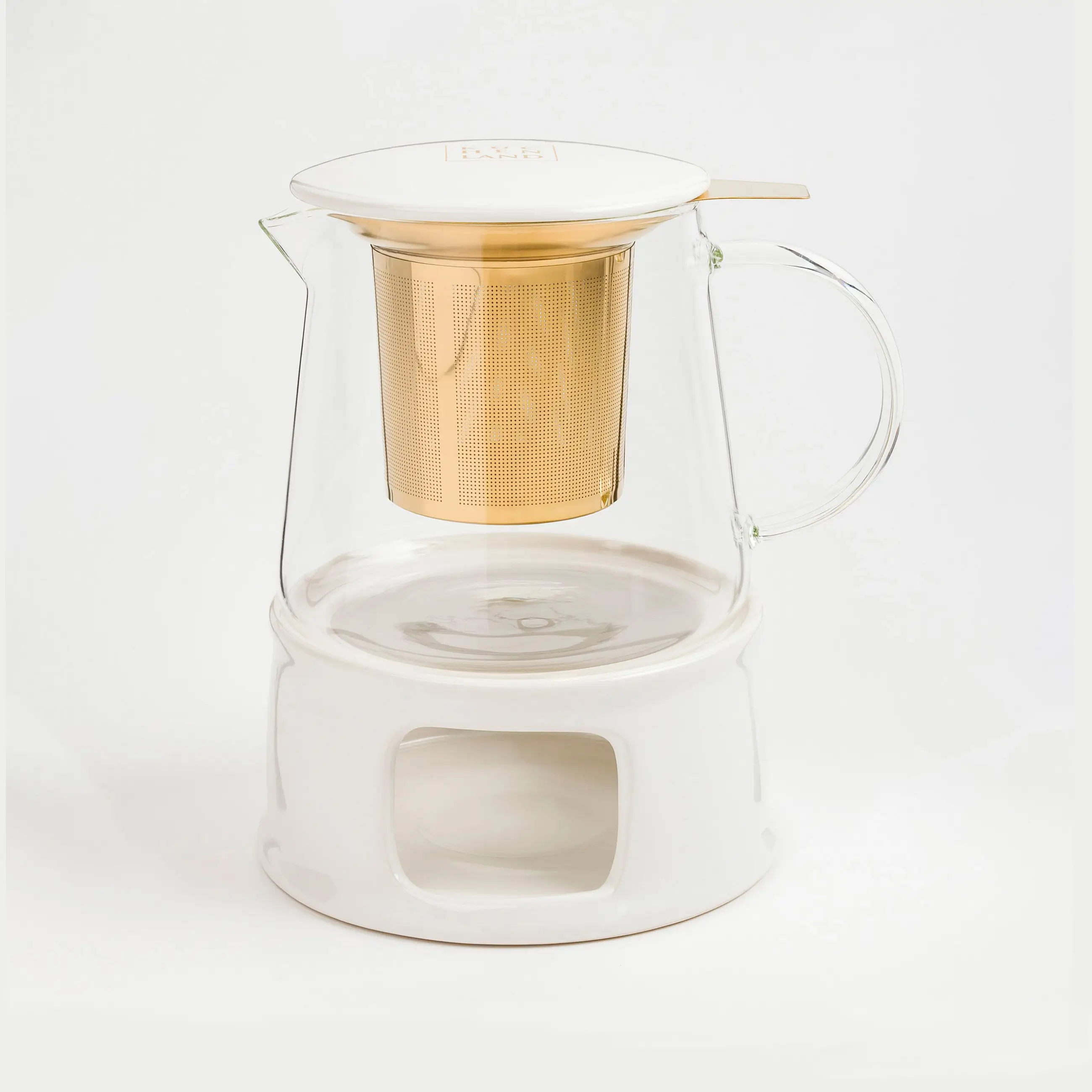 Teapot, 600 ml, heated, glass B / porcelain P, milk-golden, Ellan
