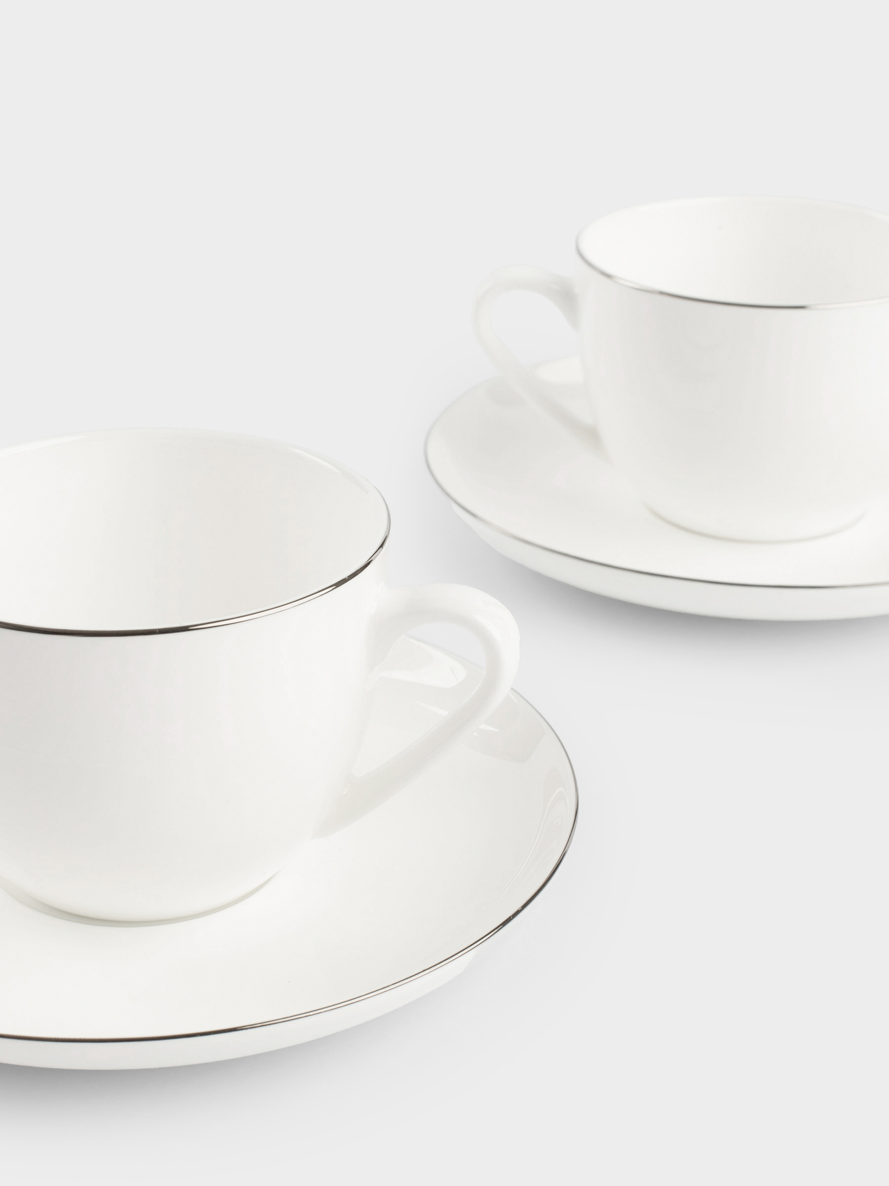 Tea pair, 2 persons, 4 items, 250 ml, porcelain F, white, Ideal silver, image-1