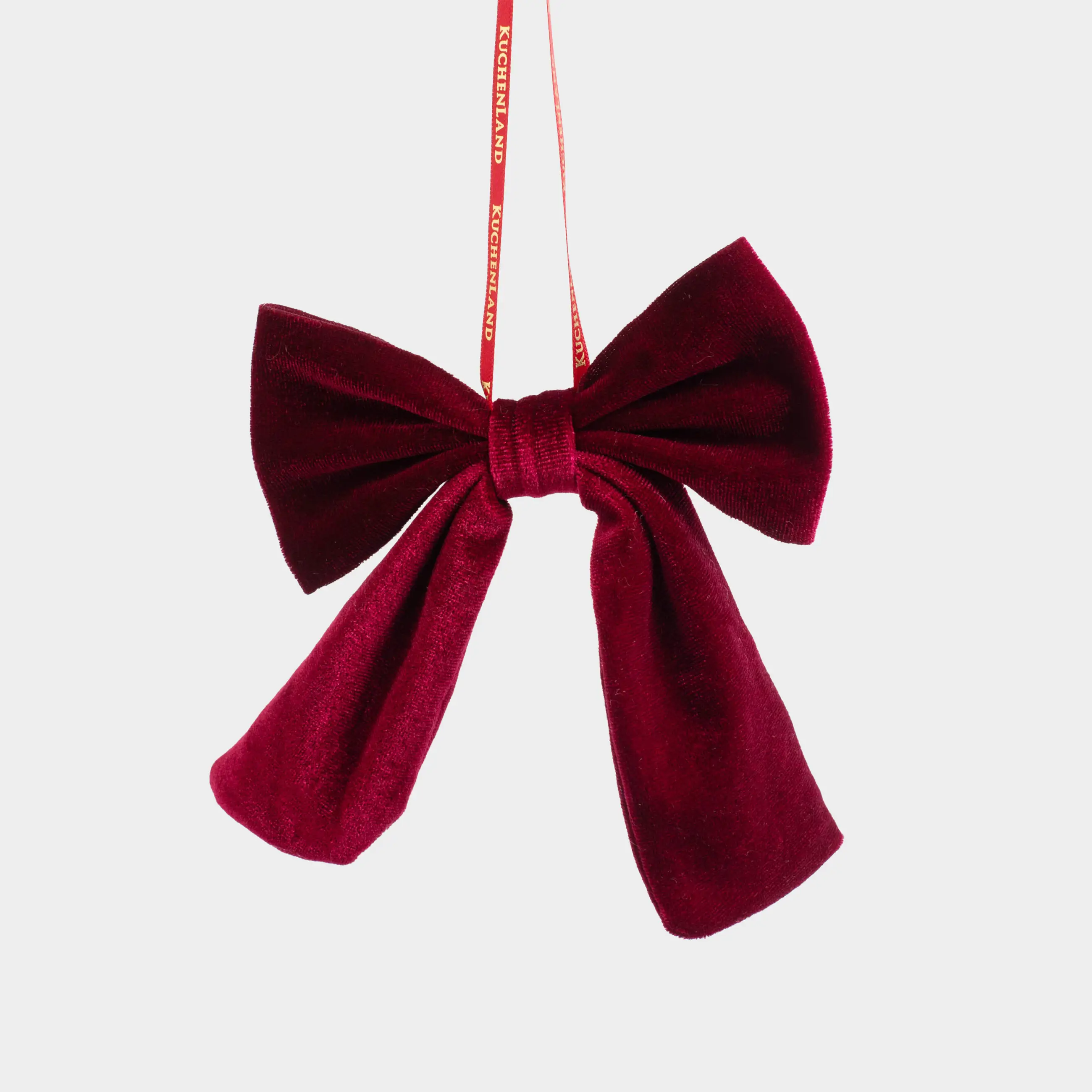 Christmas tree toy, 12x15 cm, polyester, red, Velvet bow, Vogue bow
