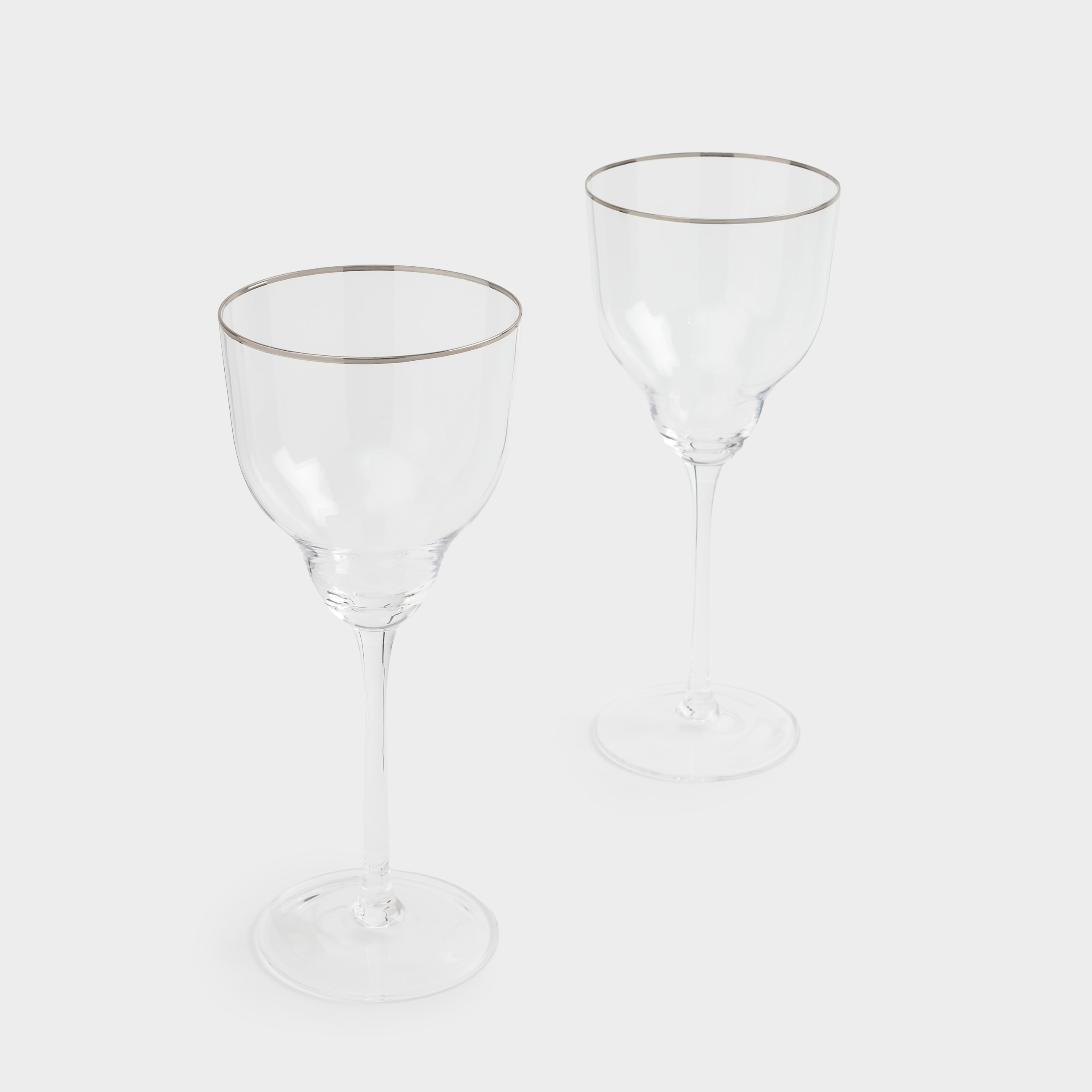 Wine glass, 320 ml, 2 pcs, glass, with silver edging, Rimini silver, image-1