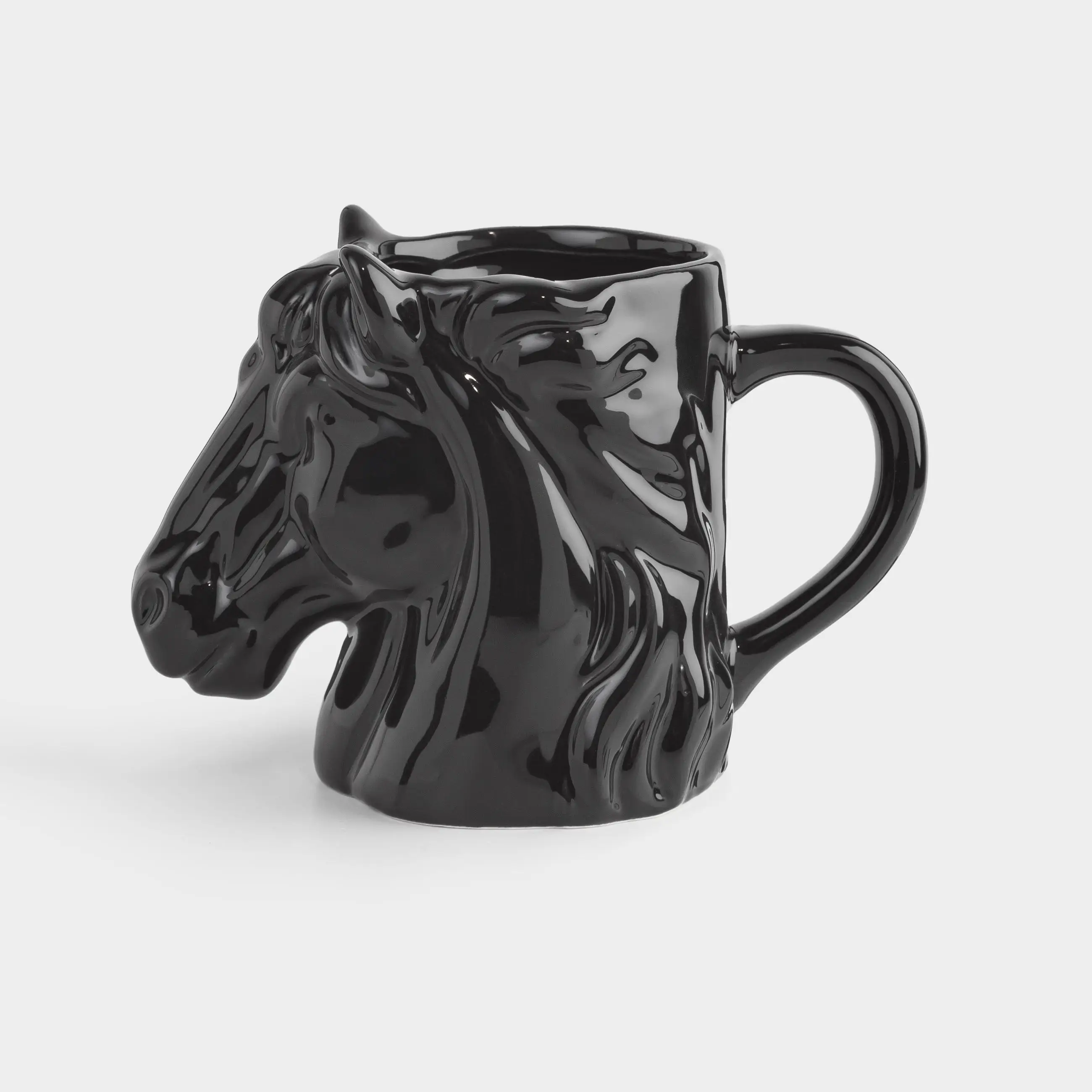 Mug, 500 ml, ceramic, black, Horse head, Horse