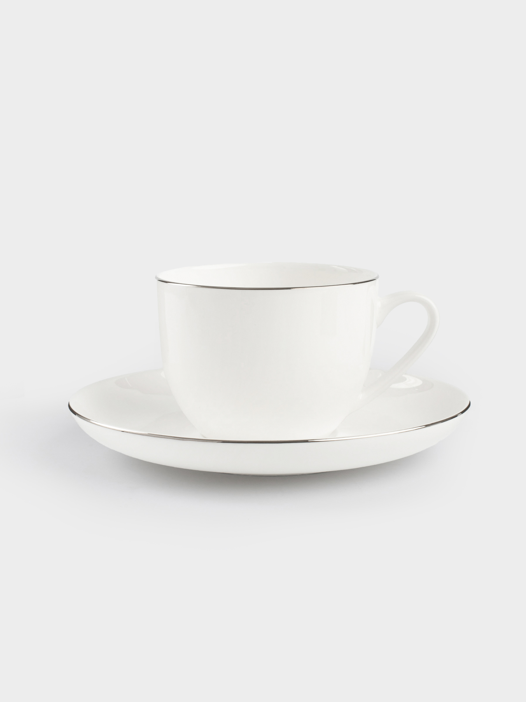 Tea pair, 6 person, 12 items, 250 ml, porcelain F, white, Ideal silver, image-5