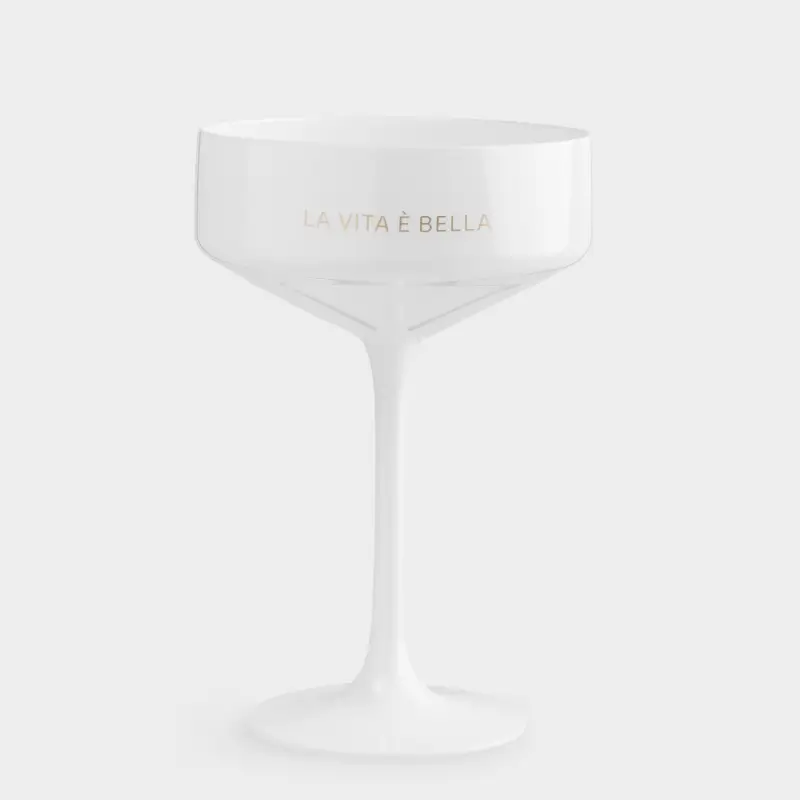 Drinking glass, 400 ml, plastic, white, La vita e bella, Course ,image-0