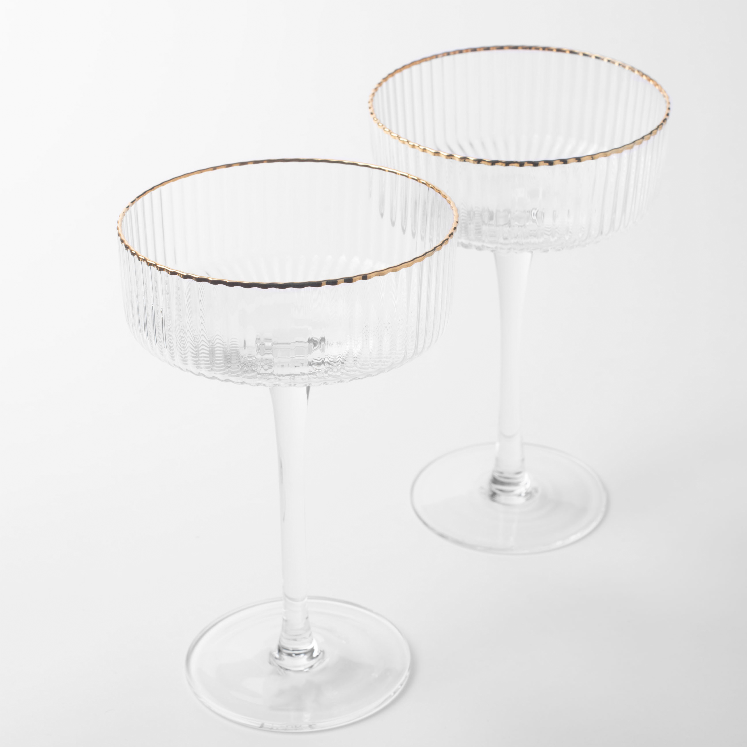 Drinking glass, 200 ml, 2 pcs, glass R, with golden edging, Ribby, image-1