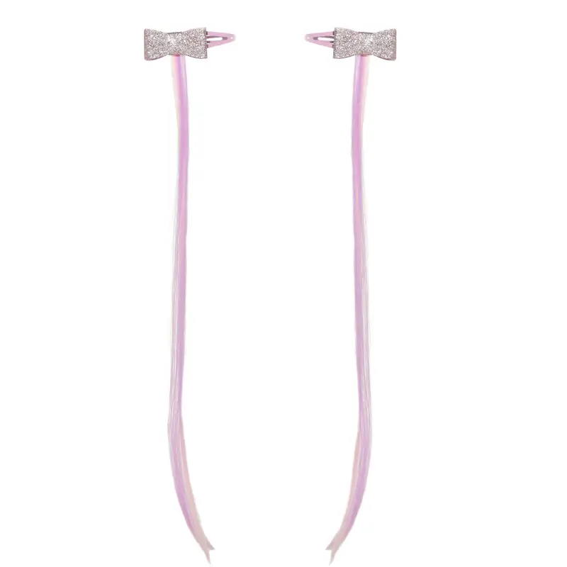 Hair clip, 37 cm, 2 pcs, children's, with strands, polyurethane / metal, Bows, Hairstyle ,image-0