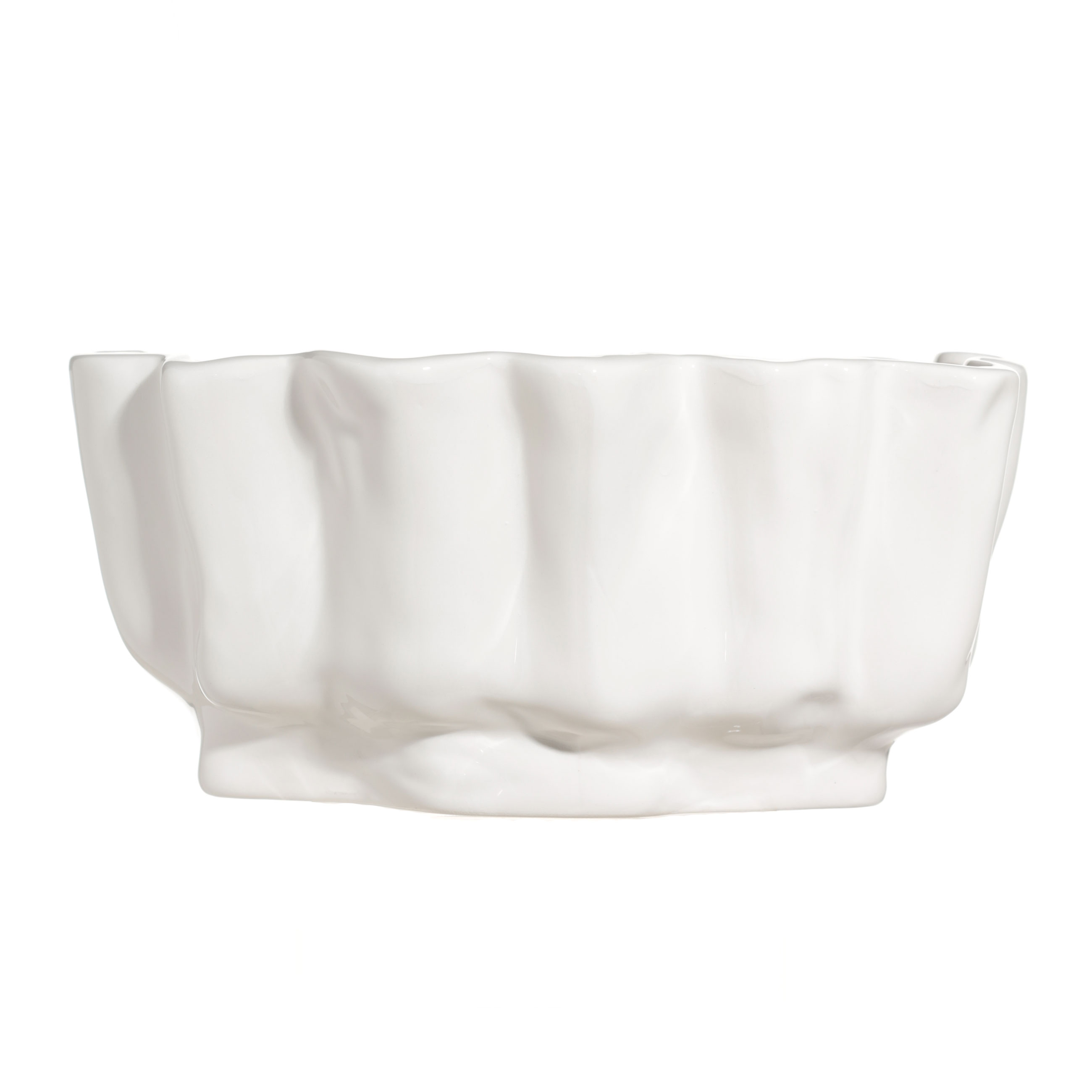 Fruit bowl, 26x20 cm, ceramic, milky, Bends, Crumple