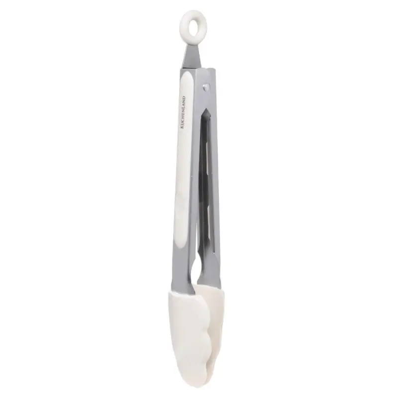 Kitchen tongs, 27 cm, silicone / steel, milky, soft kitchen
