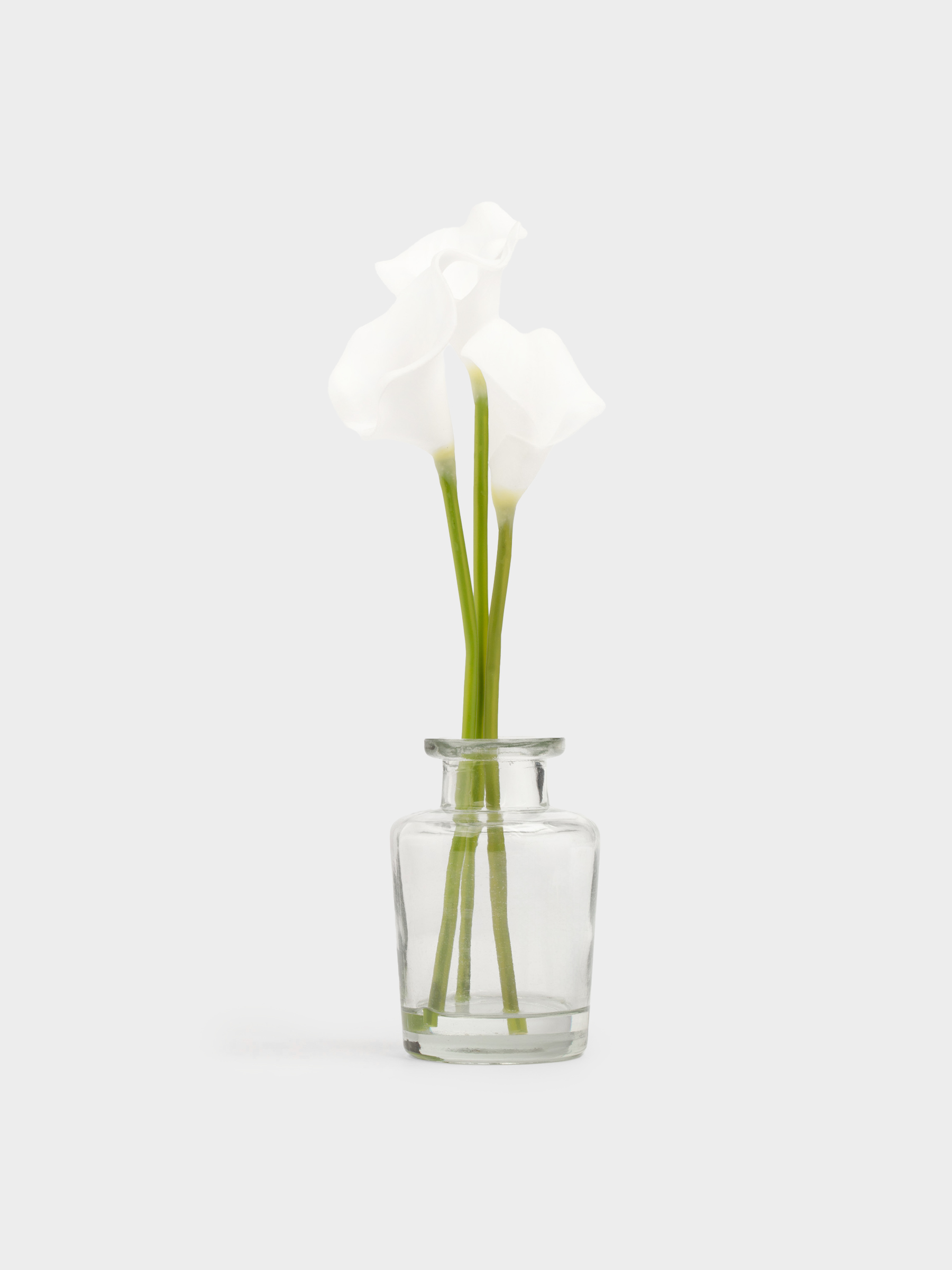 Artificial bouquet, 30 cm, in a vase, metal / glass, White calla lilies, Flower garden, image-3