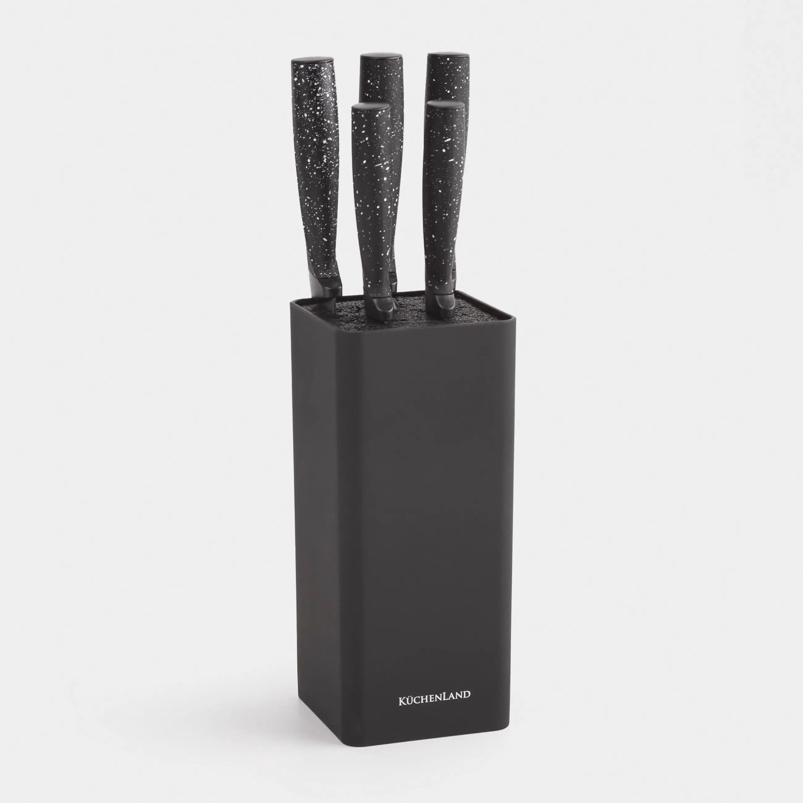 Knife set, 5 pr, in stand, steel / plastic, Black, speckled, Steel speckled