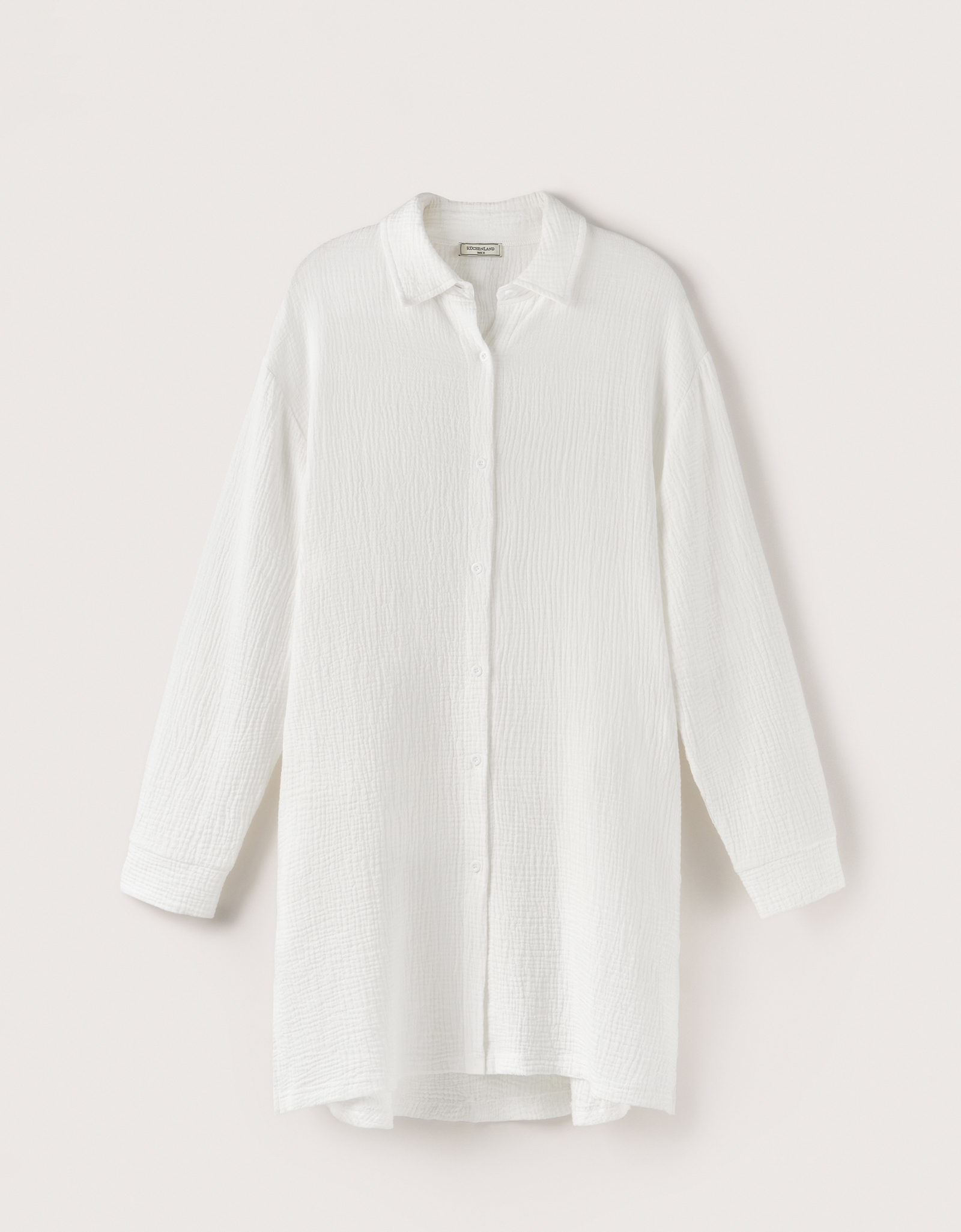 Women's shirt dress, mini, size L, with long sleeves, muslin, milky, Allison, image-6