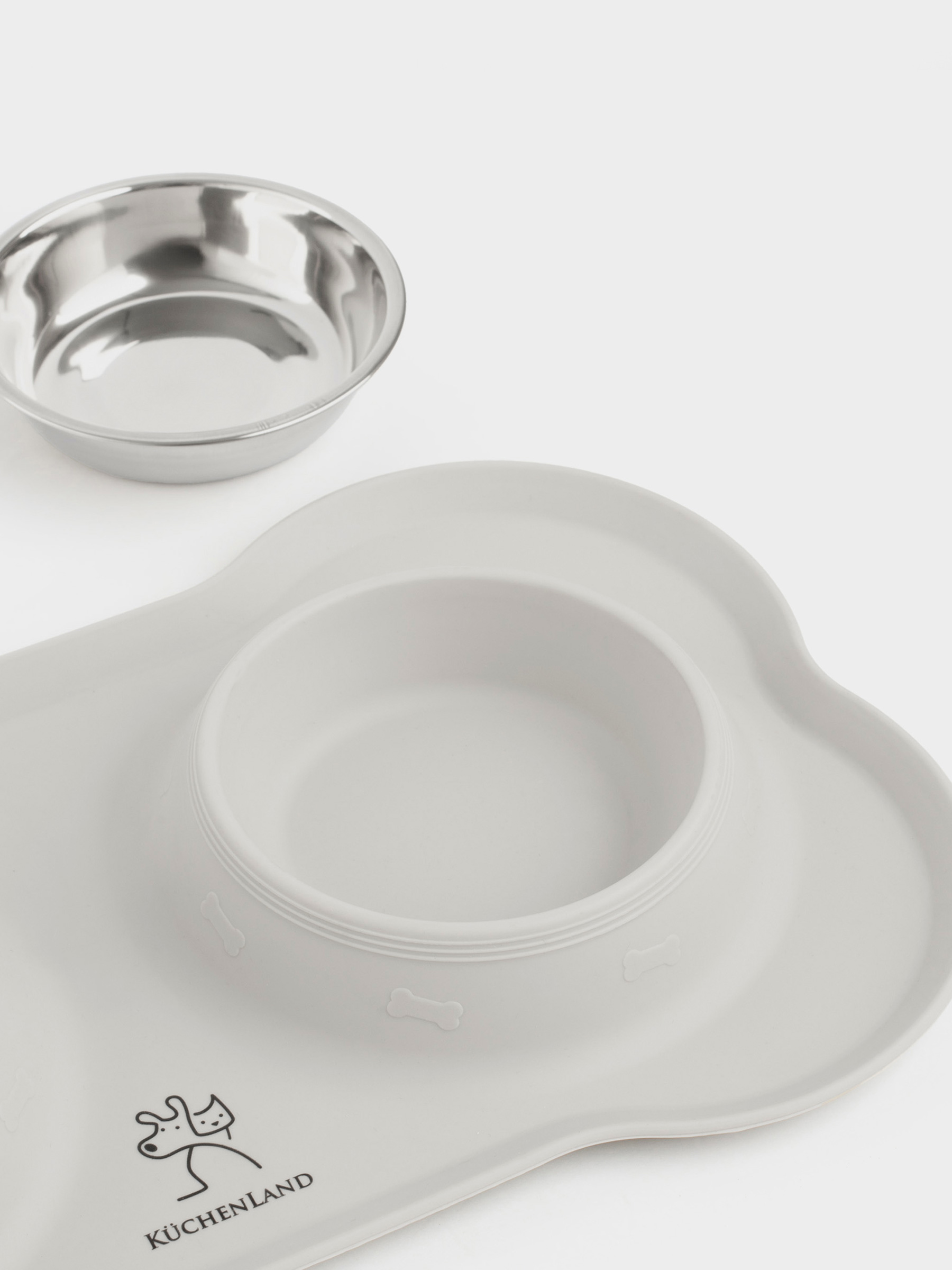 Pet bowl, 35x21 cm, 170 ml, double, on stand, steel / silicone, gray, Favorite pet, image-5