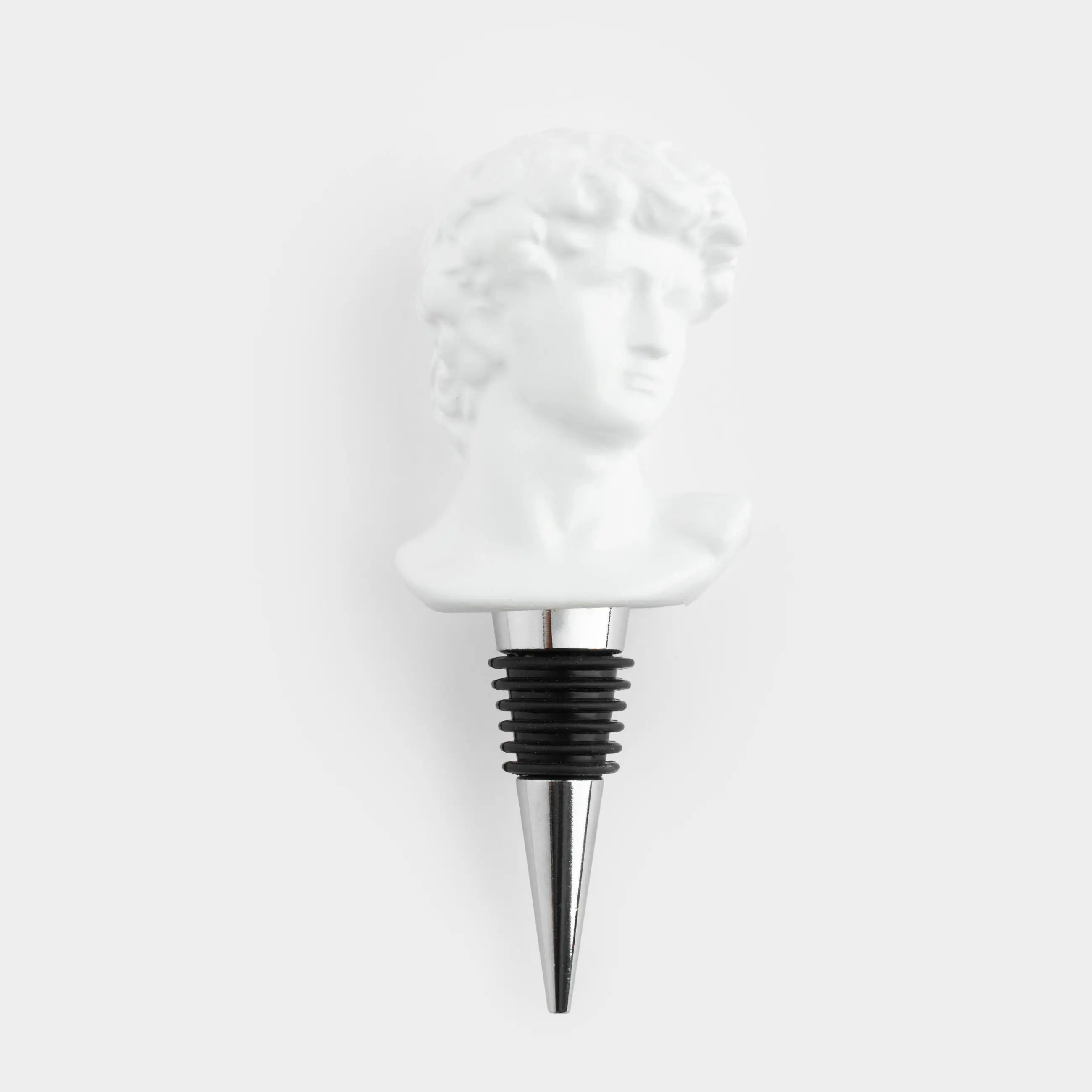 Bottle stopper, 12 cm, metal / ceramic, white, David, Apollo