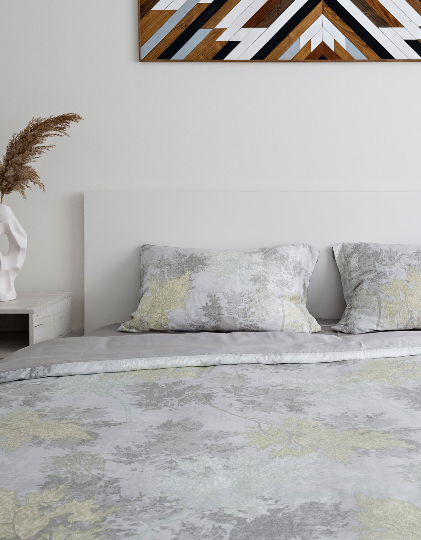 Bed linen, Euro, Tencel 300 TS, grey-menthol, Branches, Tencel, image-1
