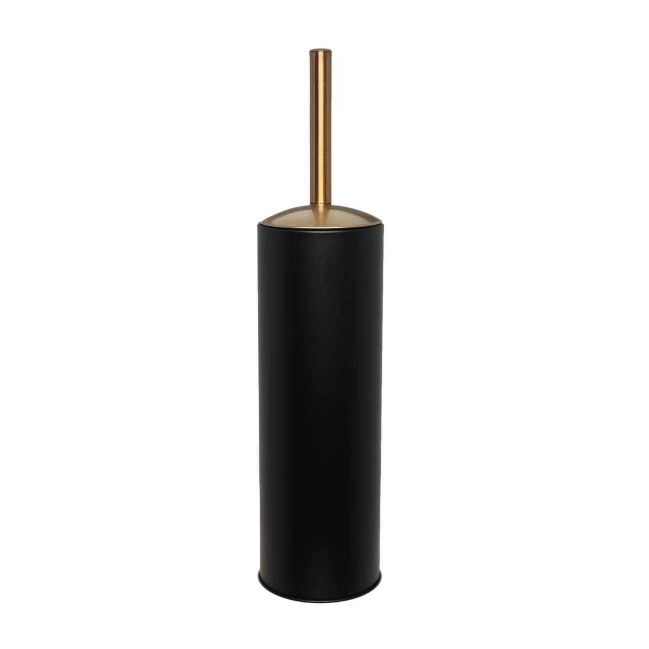 Toilet brush, 28 cm, with stand, plastic / metal, black and gold, Black chic
