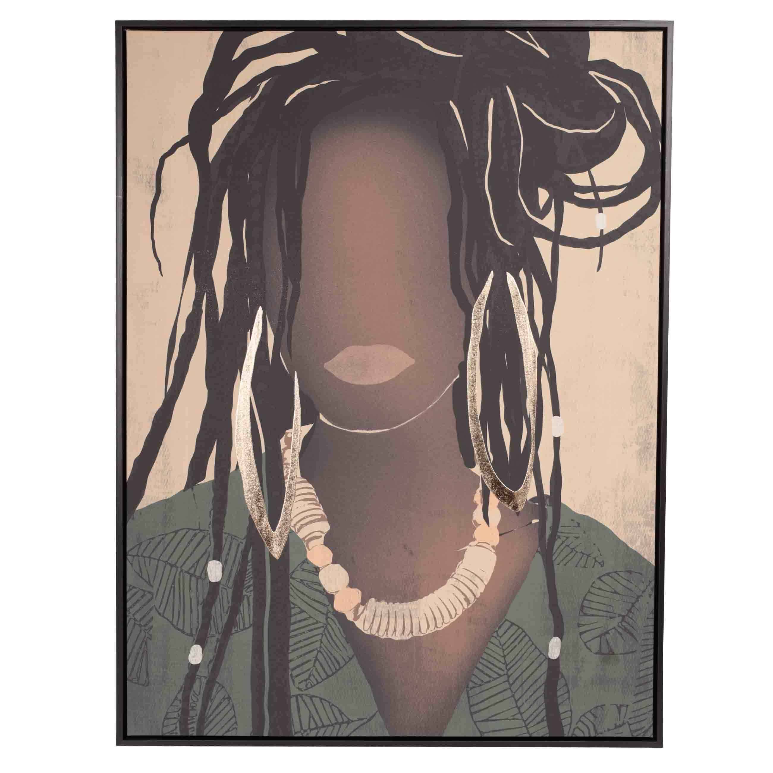 Painting in a frame, 75x100 cm, canvas, Girl with golden earrings, Abstract, image-0