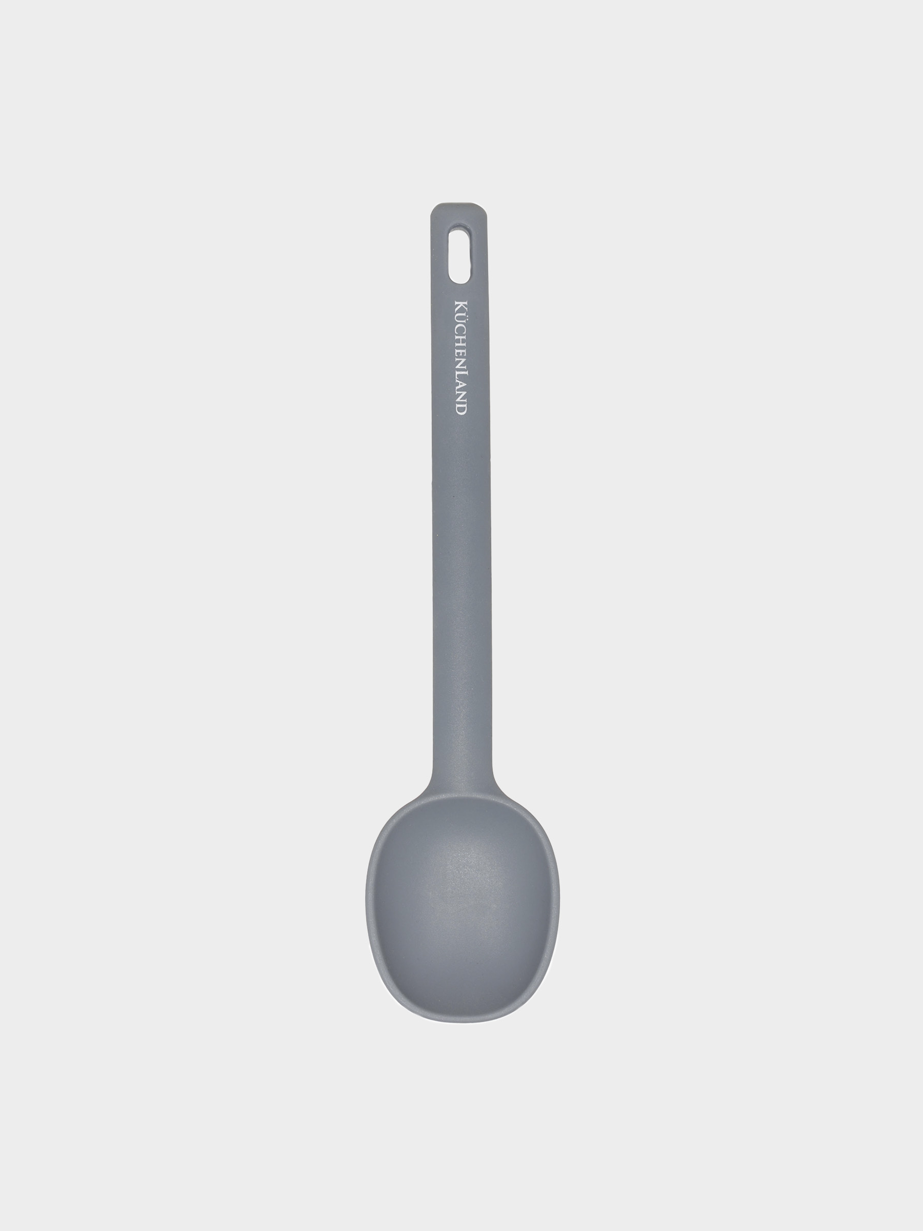 Serving spoon, 28 cm, silicone, grey, Grey steel