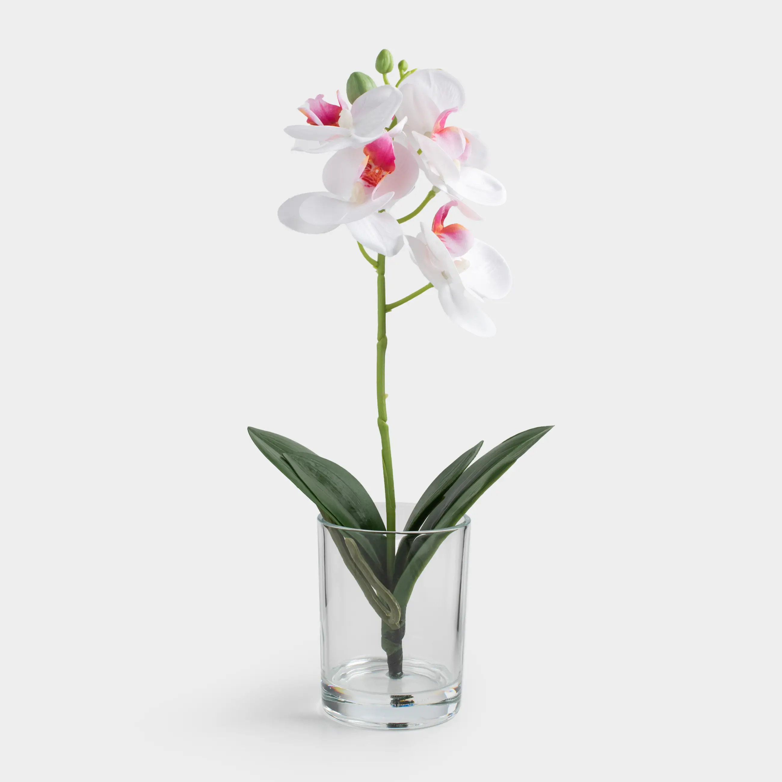 Artificial bouquet, 26 cm, in a vase, TEP / glass, White orchid, Orchid