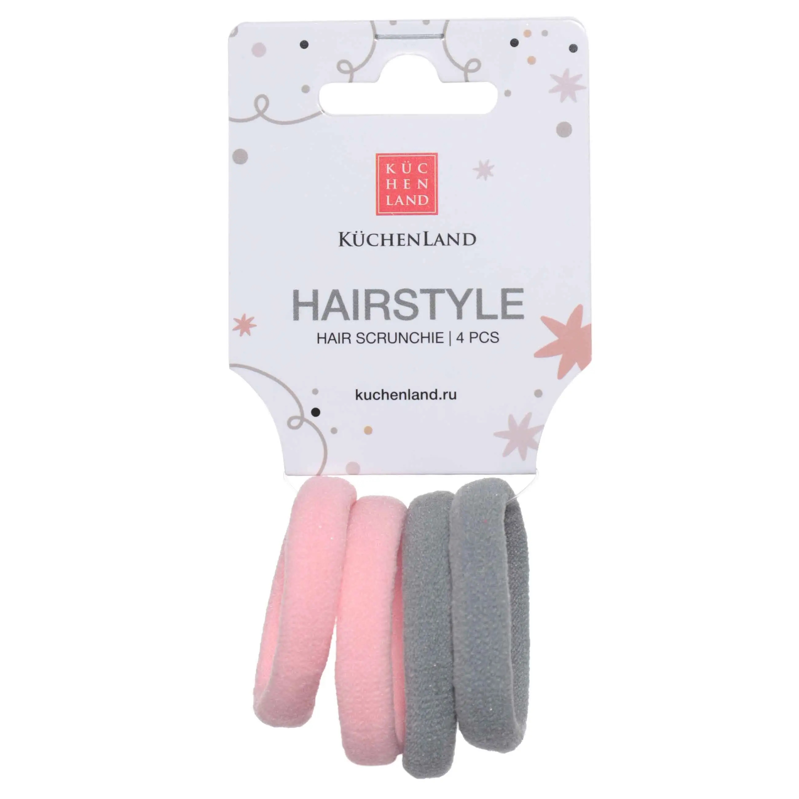 Hair bands, 2 cm, 4 pcs, polyester, powder/gray, Hairstyle