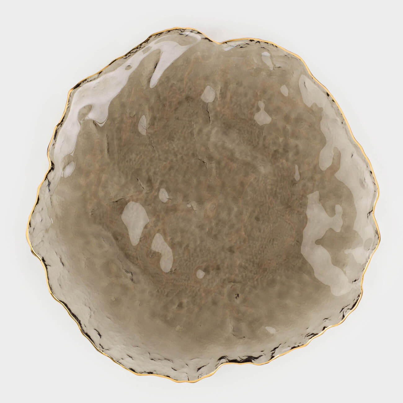 Dish, 26 cm, glass, gray, with golden edging, Nautilus color