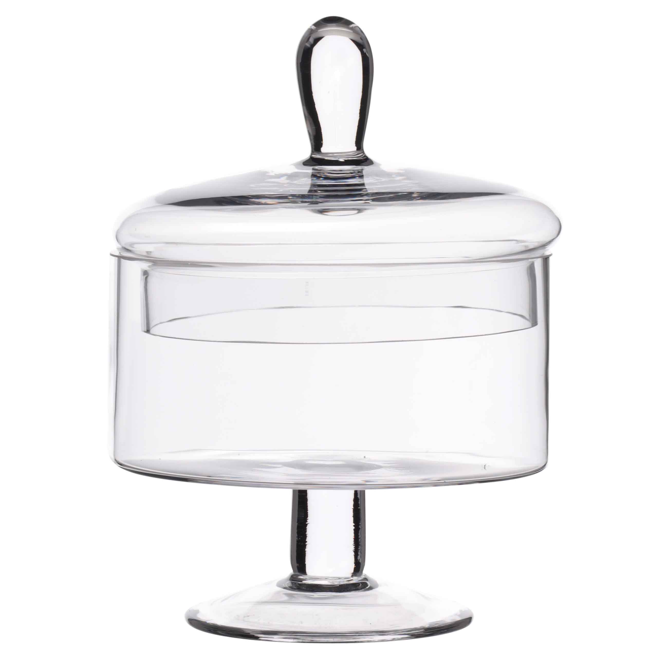 Candy bowl, 13x17 cm, 750 ml, on the leg, with lid, glass, Clear, image-0