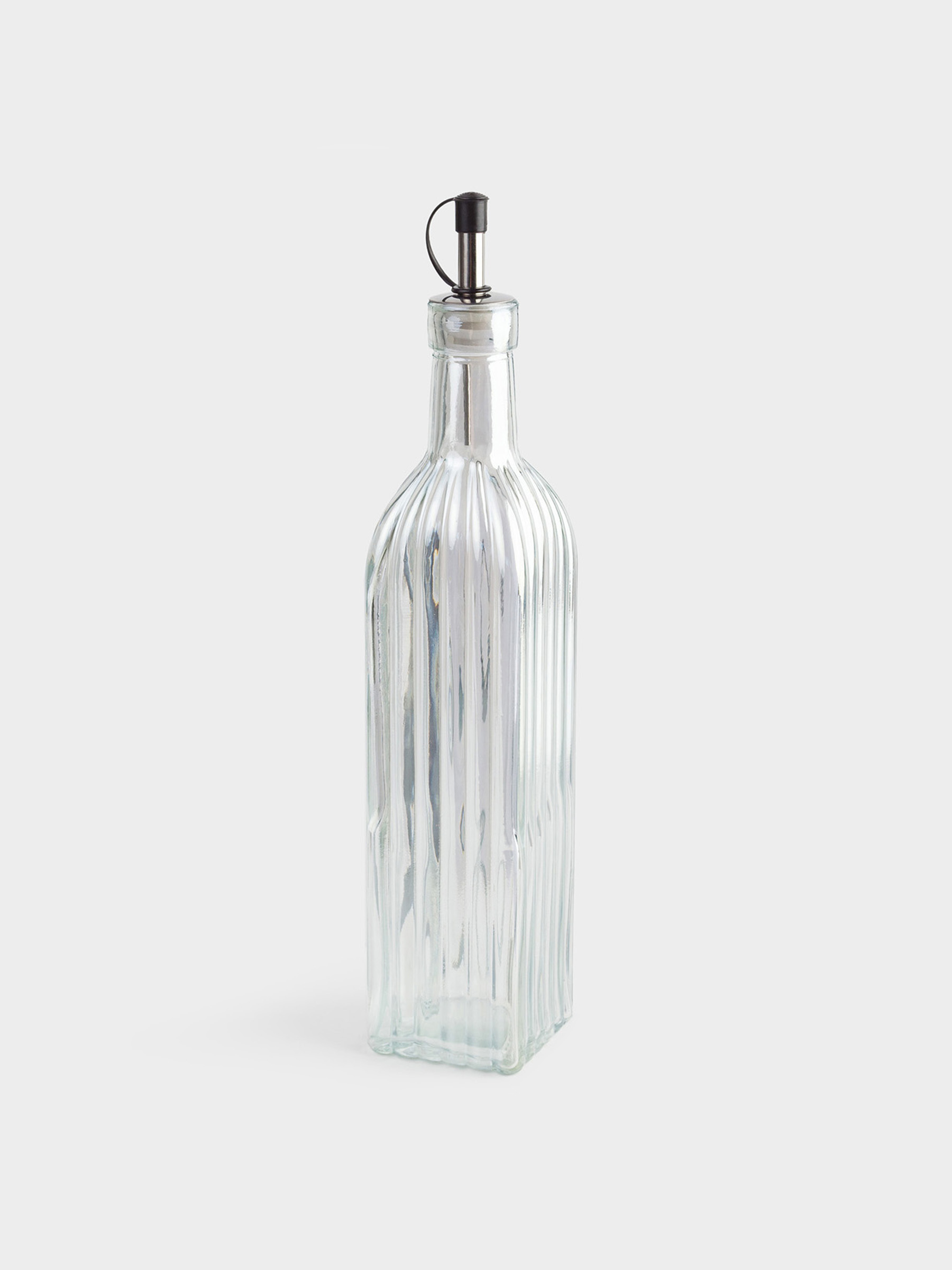 Oil or vinegar bottle, 500 ml, with dispenser, glass / steel, mother of pearl, Ribby polar, image-1