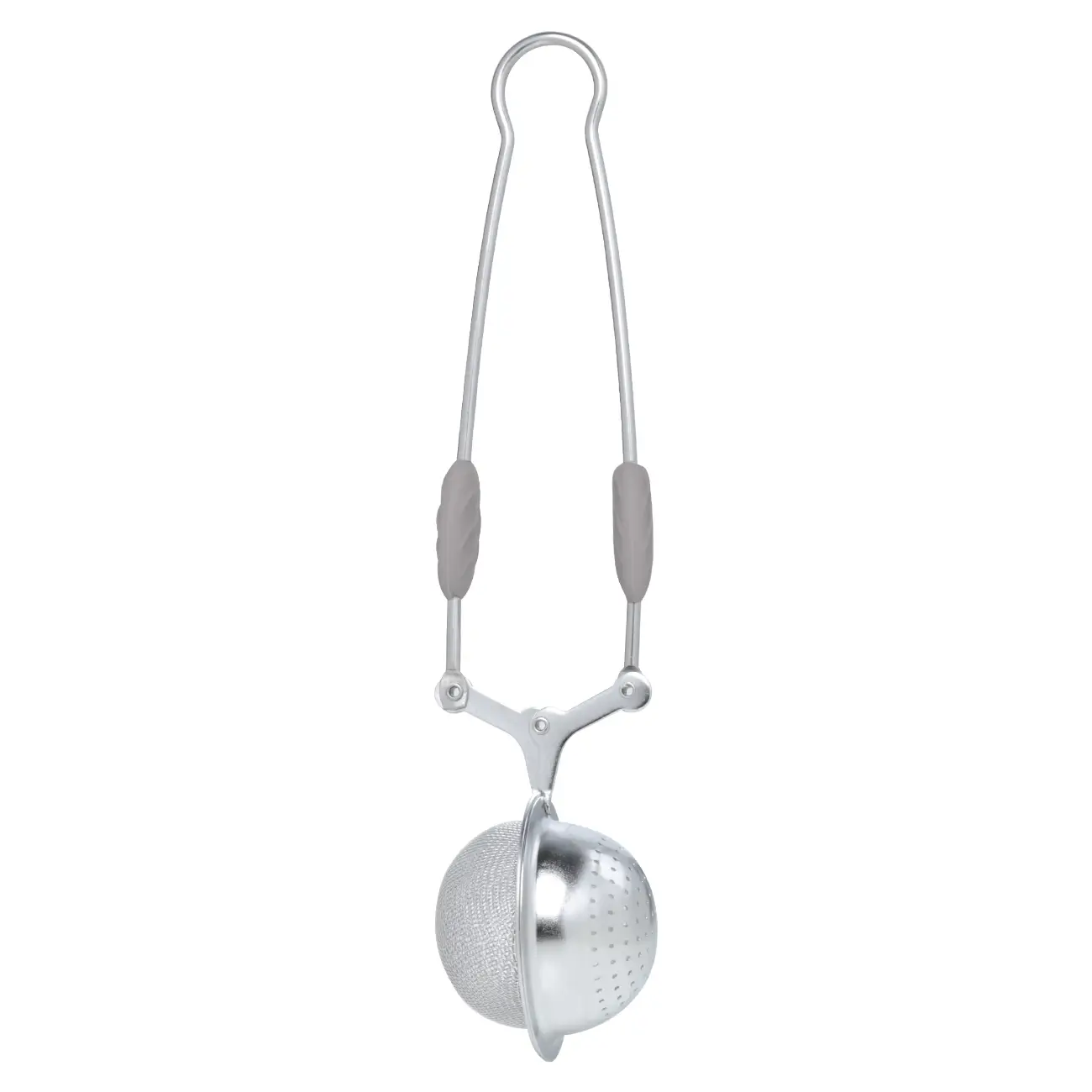 Tea brewing strainer, 18 cm, steel / silicone, silver-beige, Ball, Ball