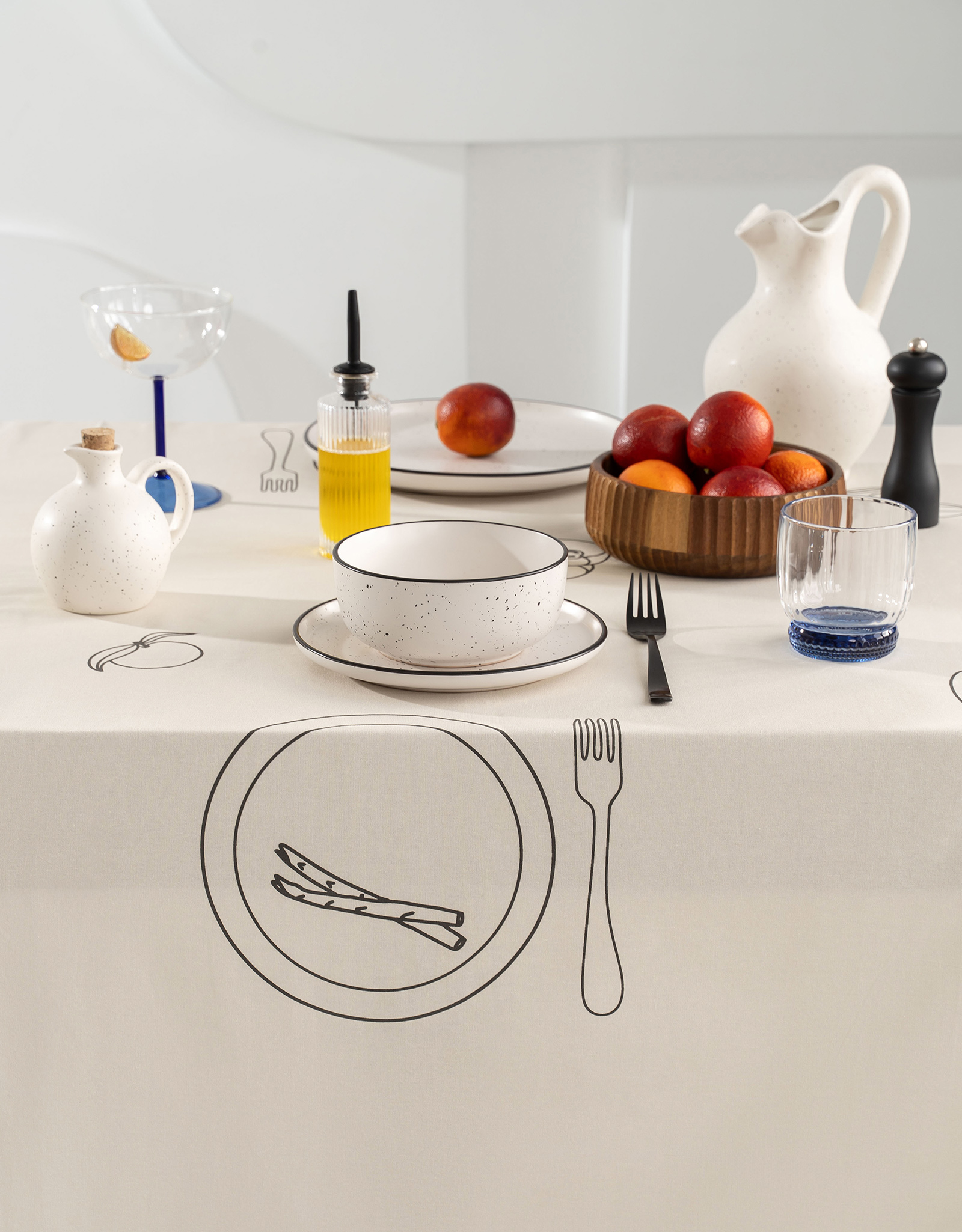 Tablecloth, 170x250 cm, cotton, beige, Table setting, Kitchen art, image-5