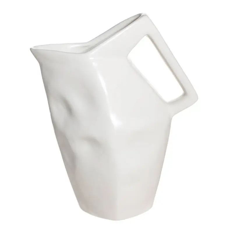 Jug, 1.6 l, porcelain P, milk, Crumpled effect, Crumple