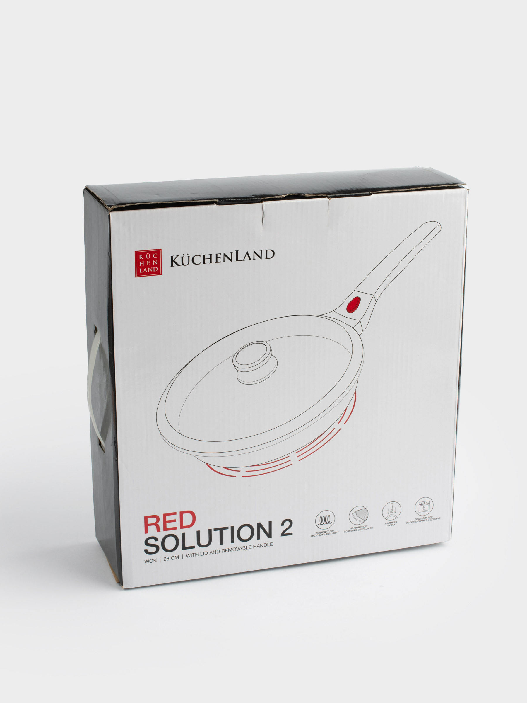 Wok, 28 cm, with lid, removable handle, coated, aluminum, Solution Red 2, image-10