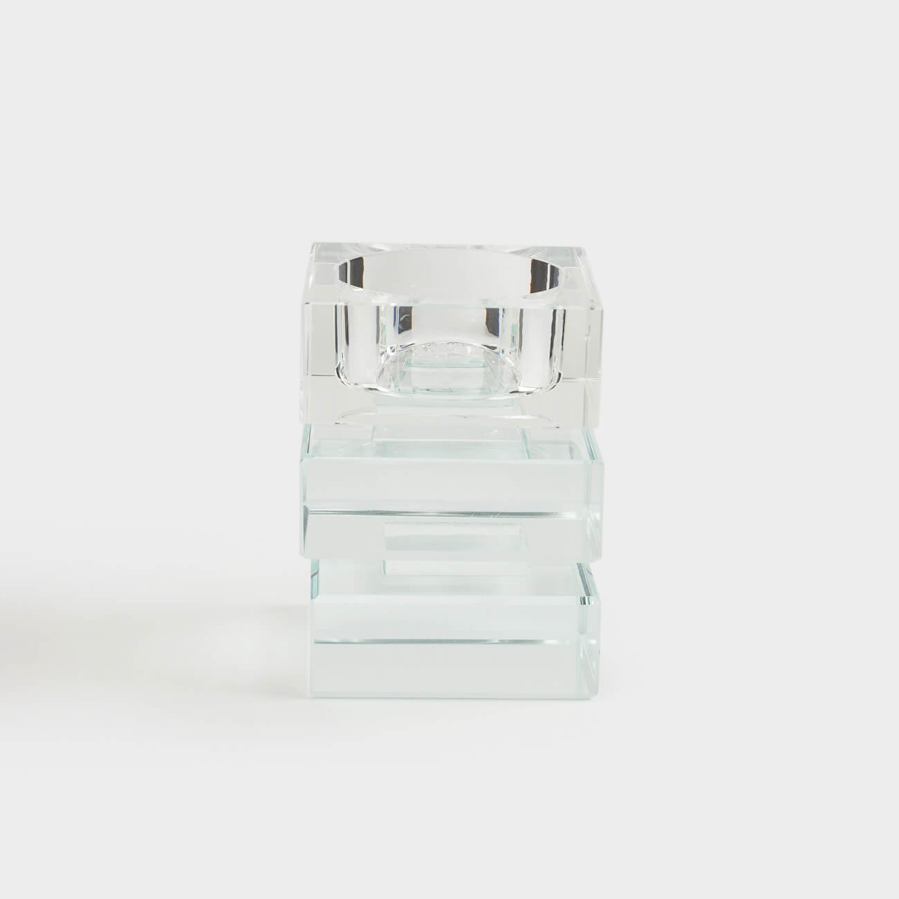 Candlestick, 7 cm, for tea candle, glass, Polyhedron, Lux crystal