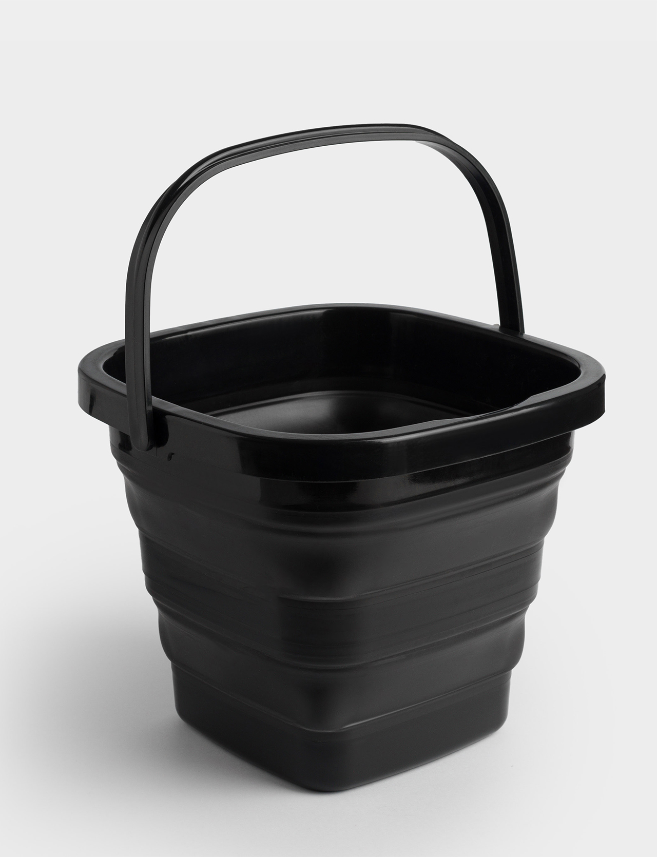 Folding bucket, 5 l, plastic/rubber, square, black, Foldaway black, image-2