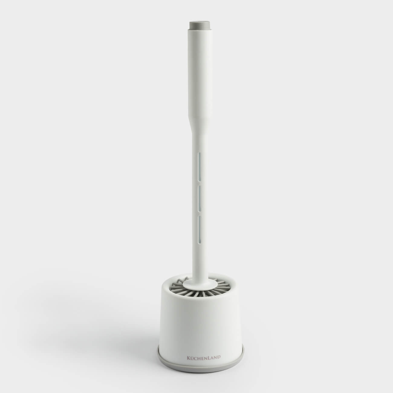 Toilet brush, 41 cm, with stand and detergent dispenser, rubber/plastic, grey-white, Click, image-0