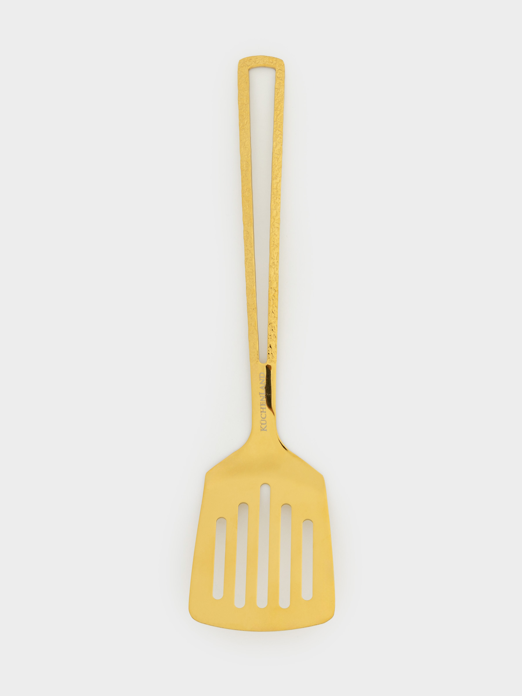 Spatula, 25 cm, with slits, steel, golden, Viron gold, image-0