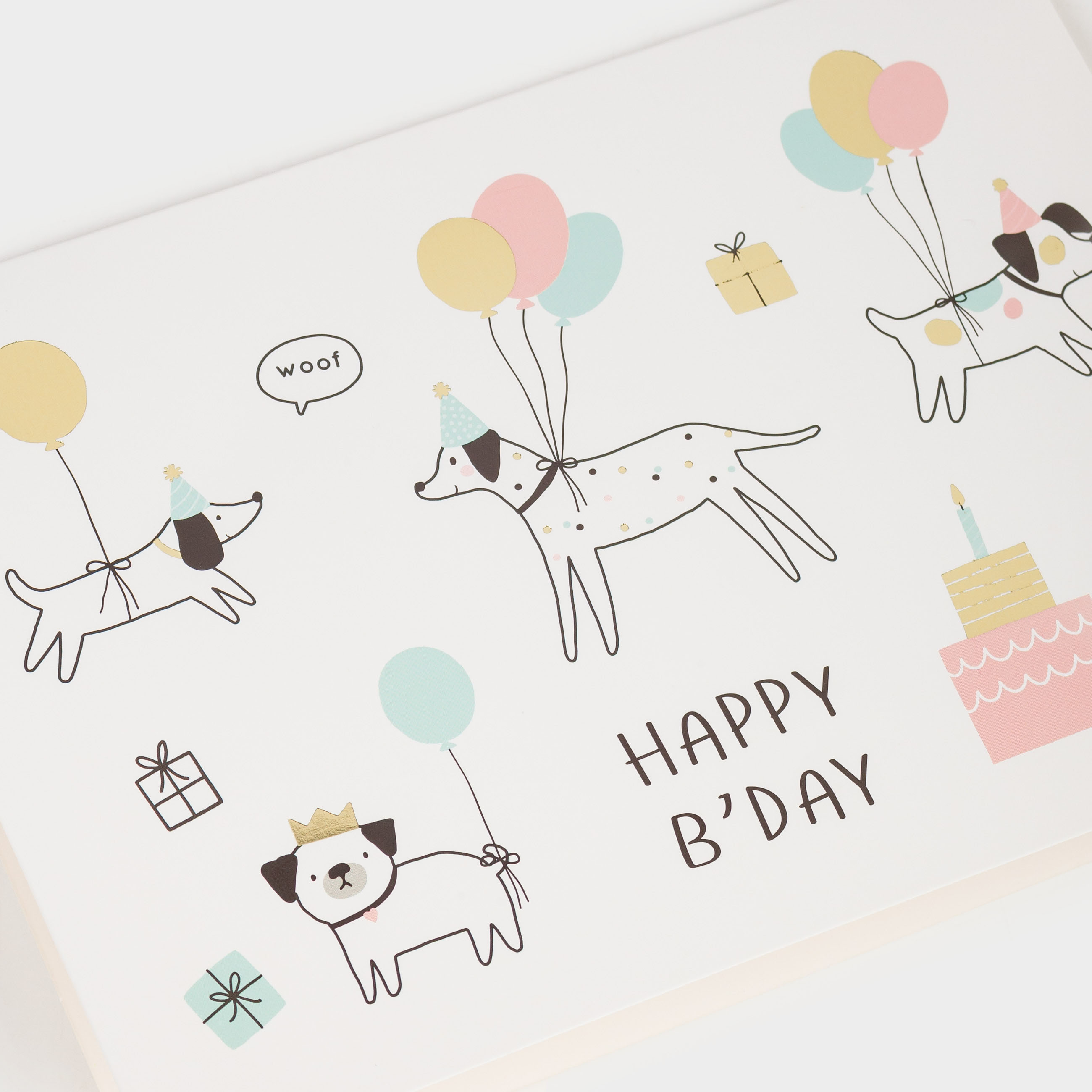 Gift envelope, 12x17 cm, paper, white, Dogs with balloons, Birthday, image-4