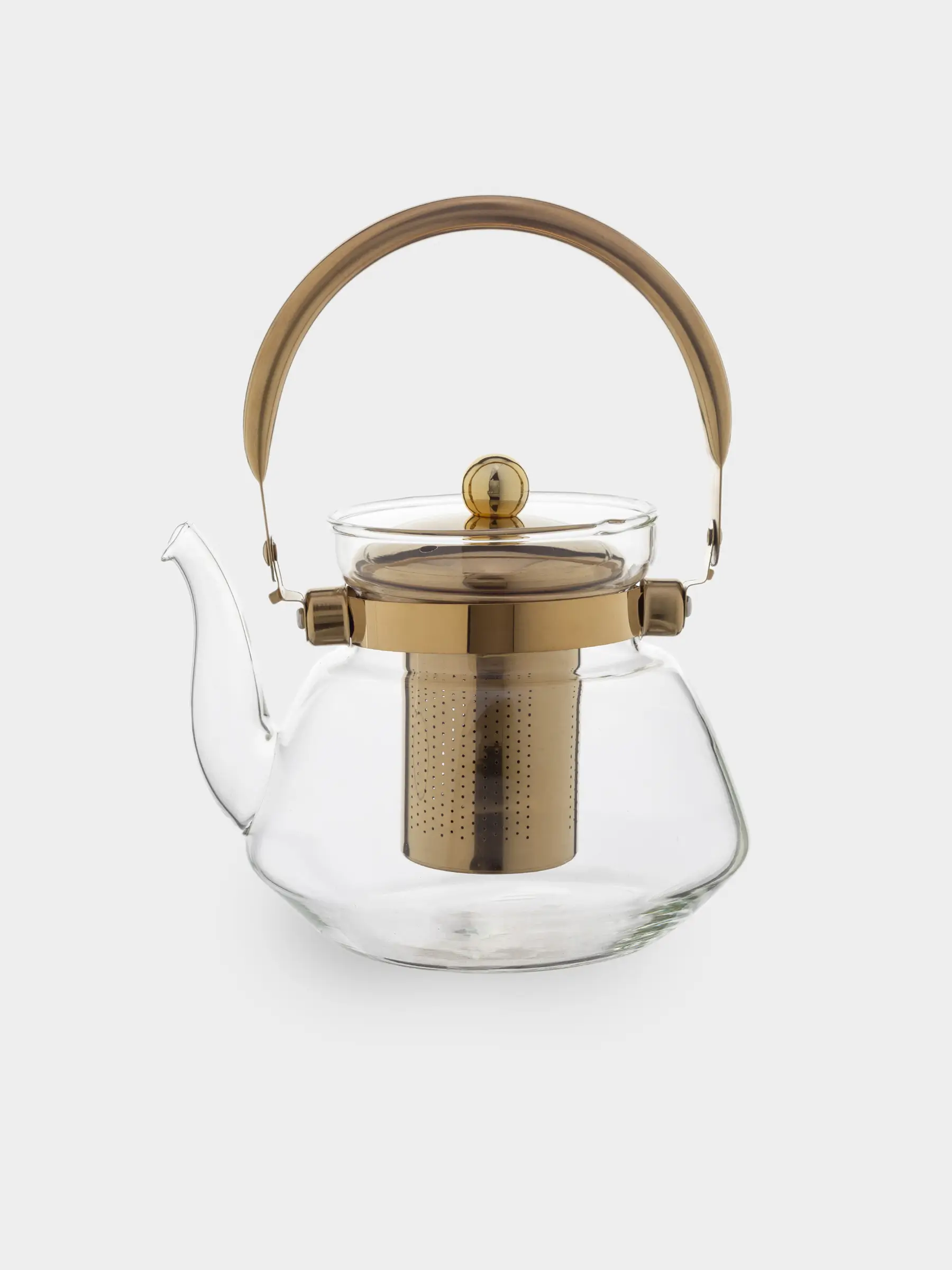 Teapot, 1,3 l, B/steel glass, golden, Classic gold, image-0