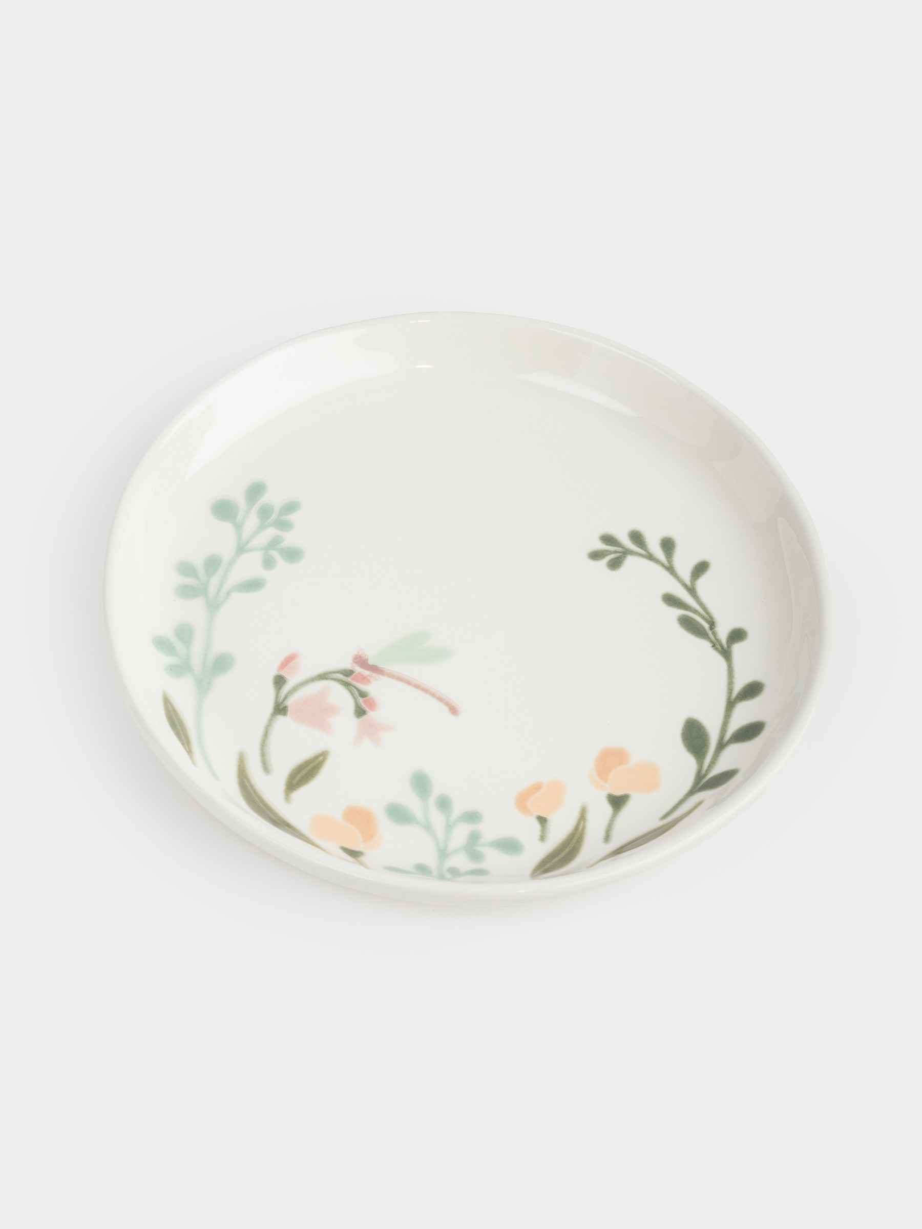 Snack plate, 20 cm, ceramic, milky, speckled, wildflowers, Meadow speckled, image-1