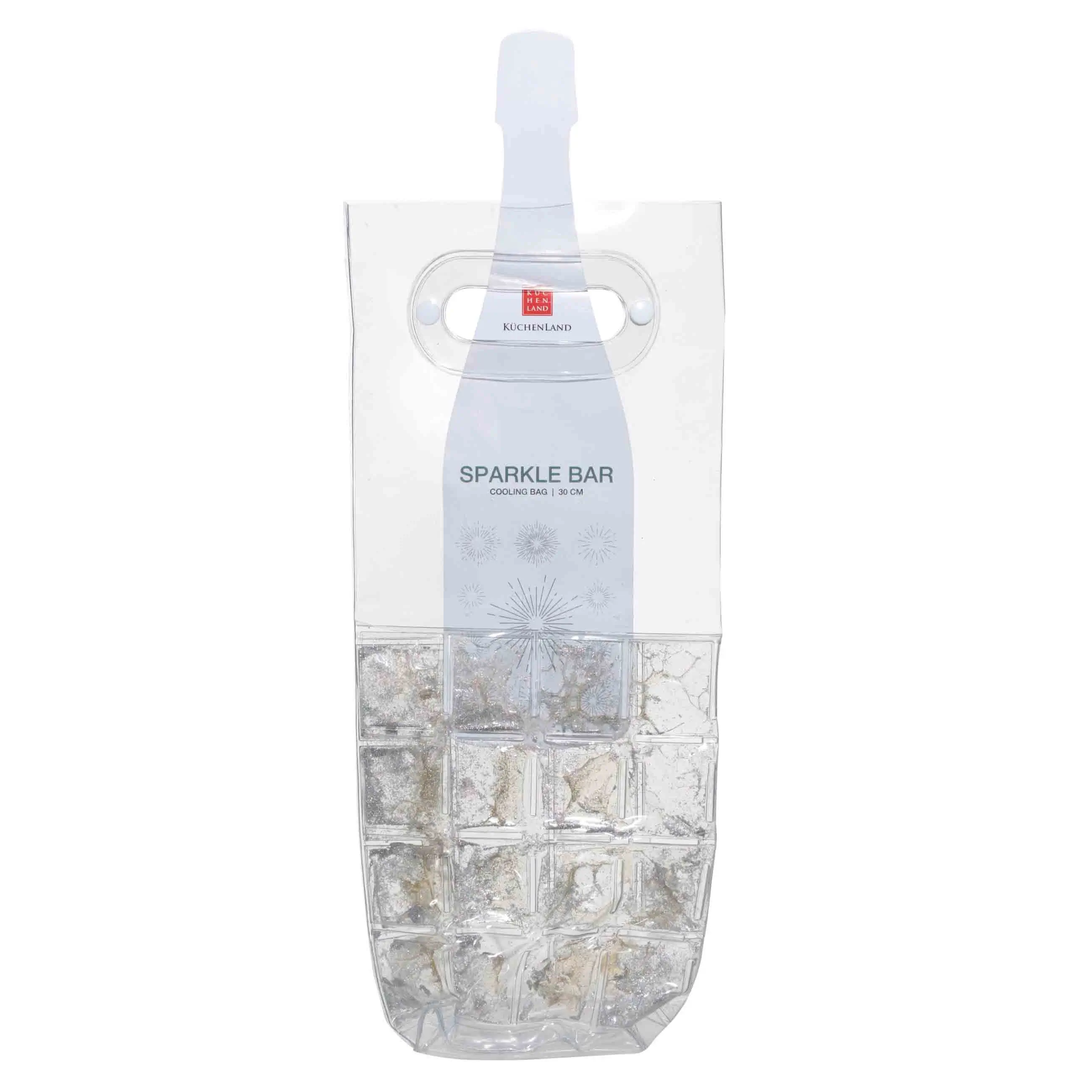 Bottle cooling bag, 30 cm, Plastic, Silver glitter, Sparkle bar, image-0