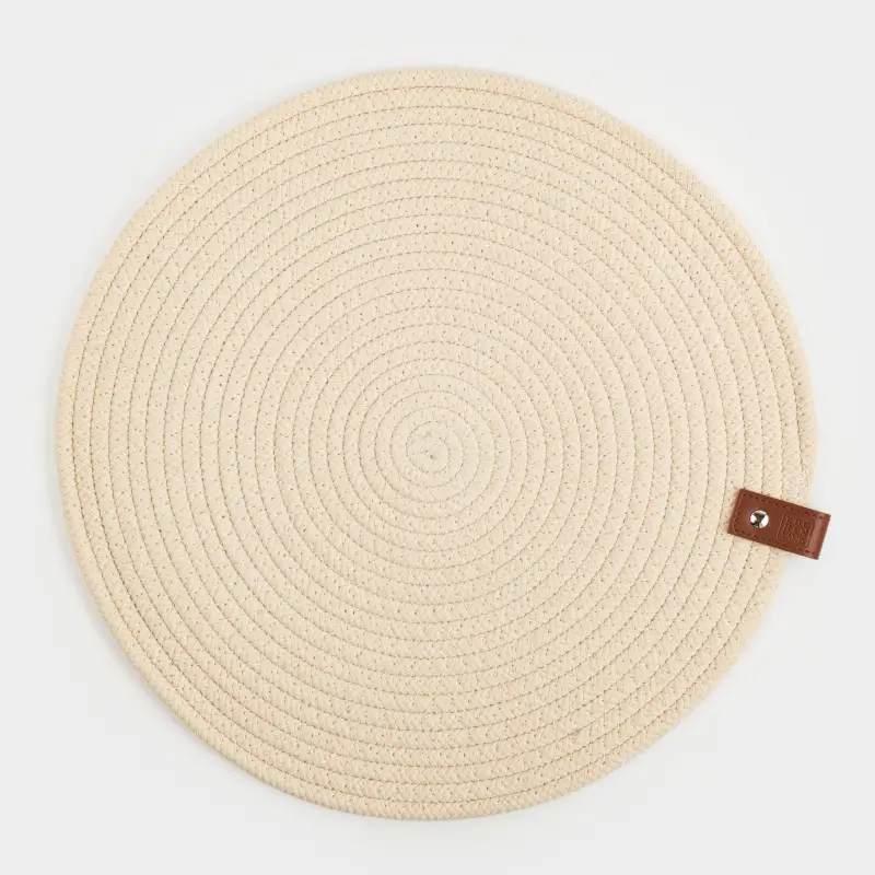 Placemat, 38 cm, polyester / cotton, round, beige, Swivel
