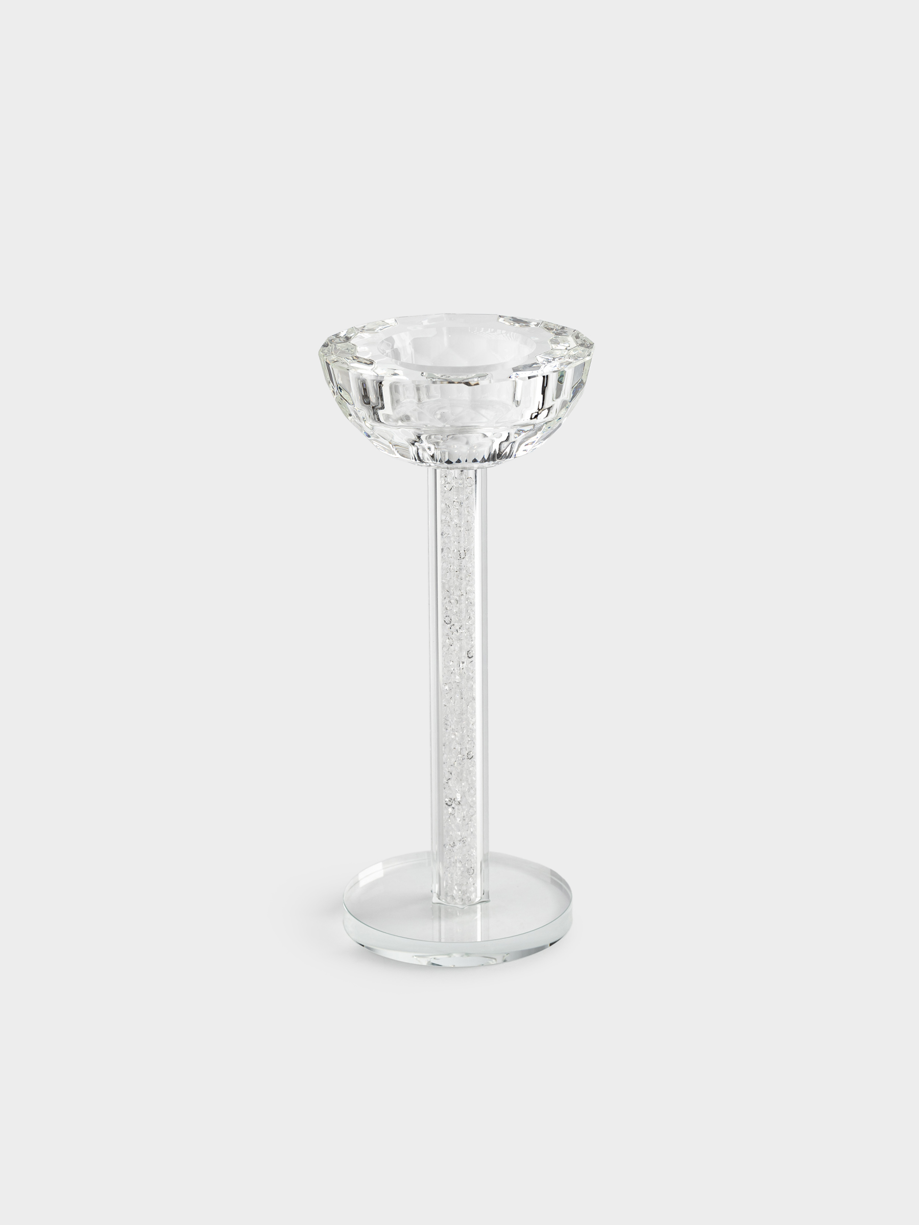 Candle holder, 18 cm, on a leg, glass / rhinestones, Crystal, Crystal, image-1