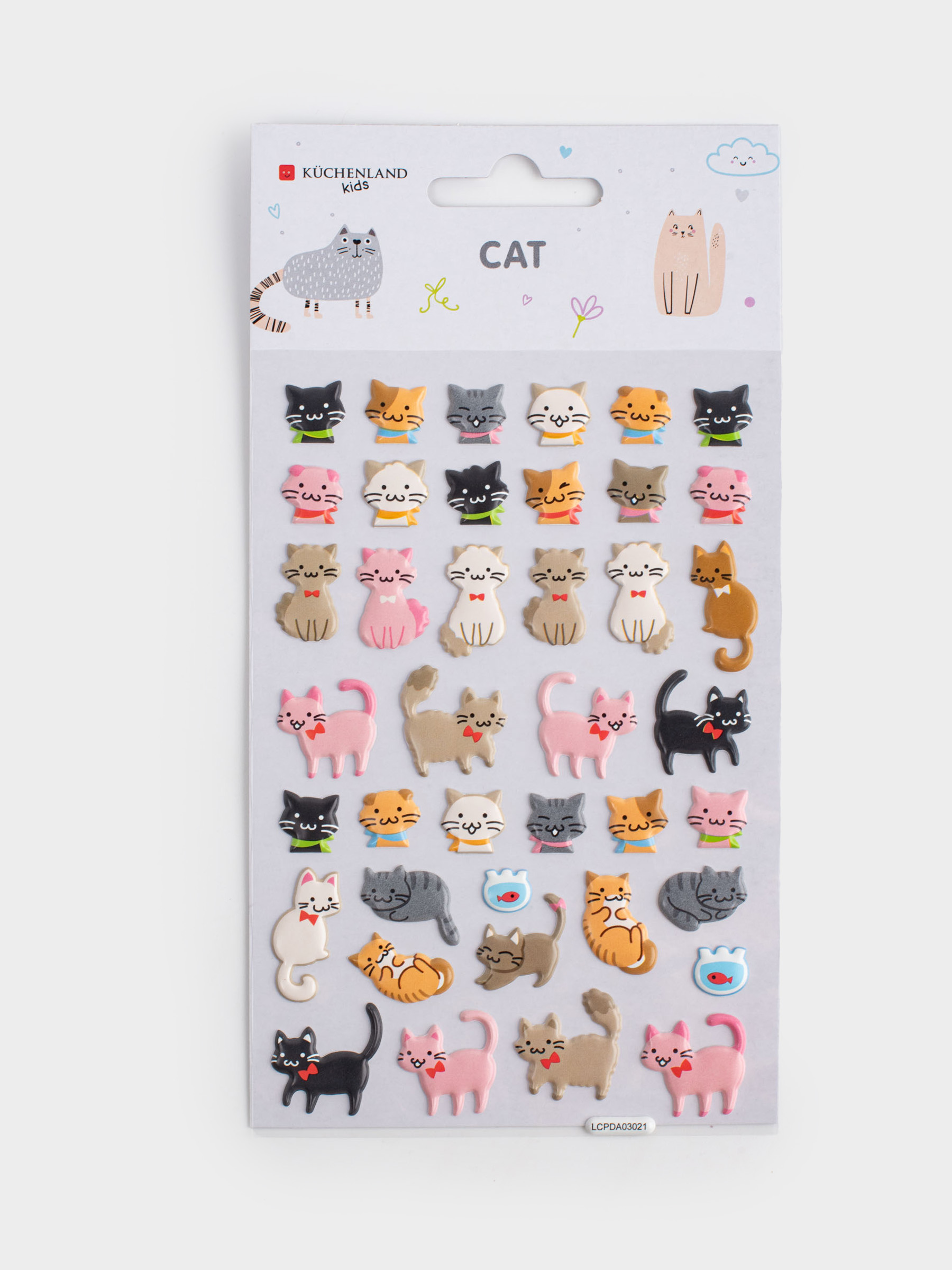 Sticker set, 19x10 cm, 40 pcs, disposable, PVC, Cats, Cat, image-5