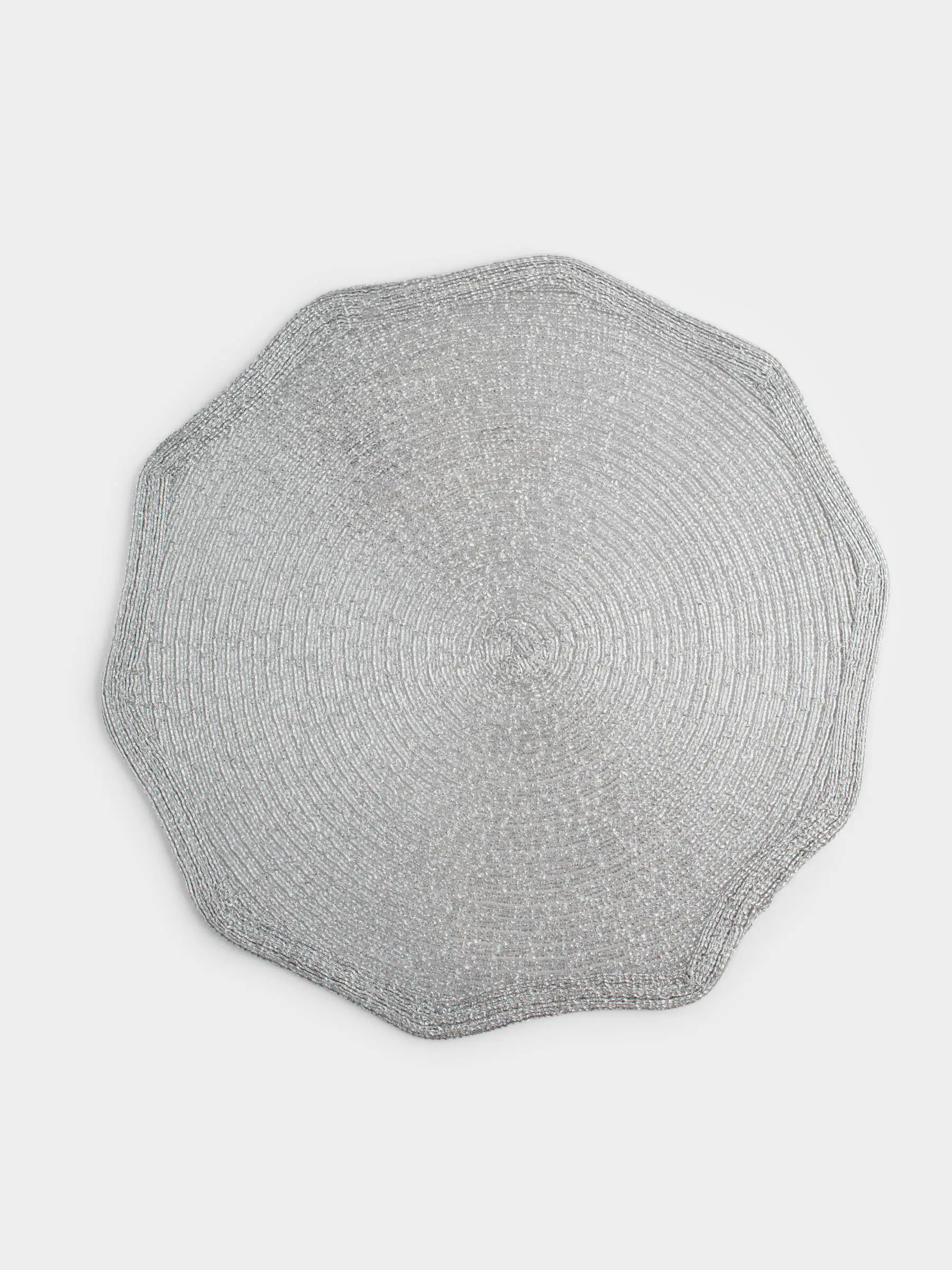 Placemat, 38 cm, polyester, curly, silver, Rotary shine
