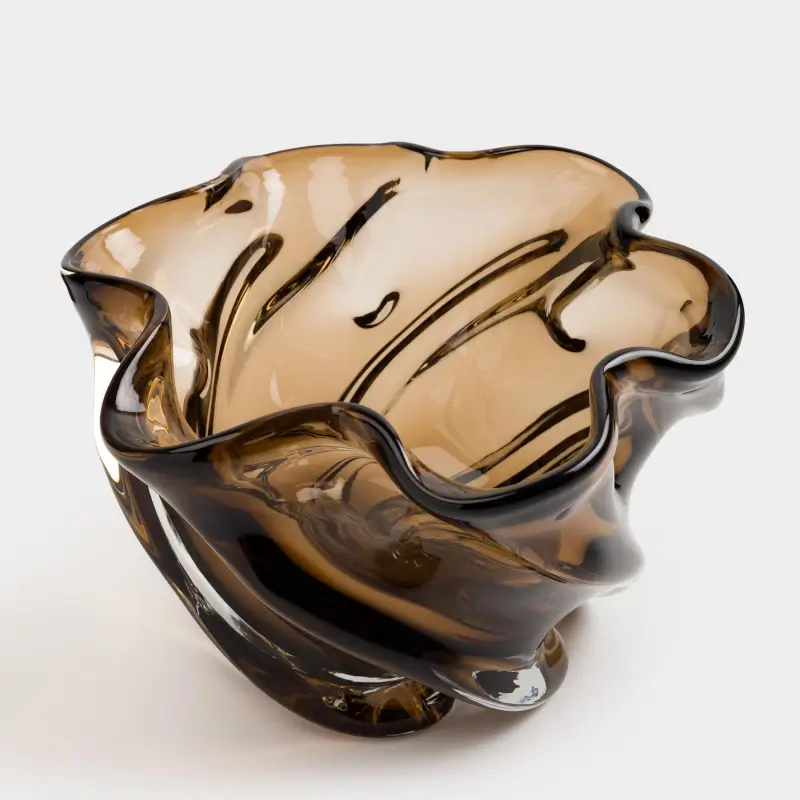 Fruit bowl, 22x14 cm, glass R, brown, Wiggly ,image-0