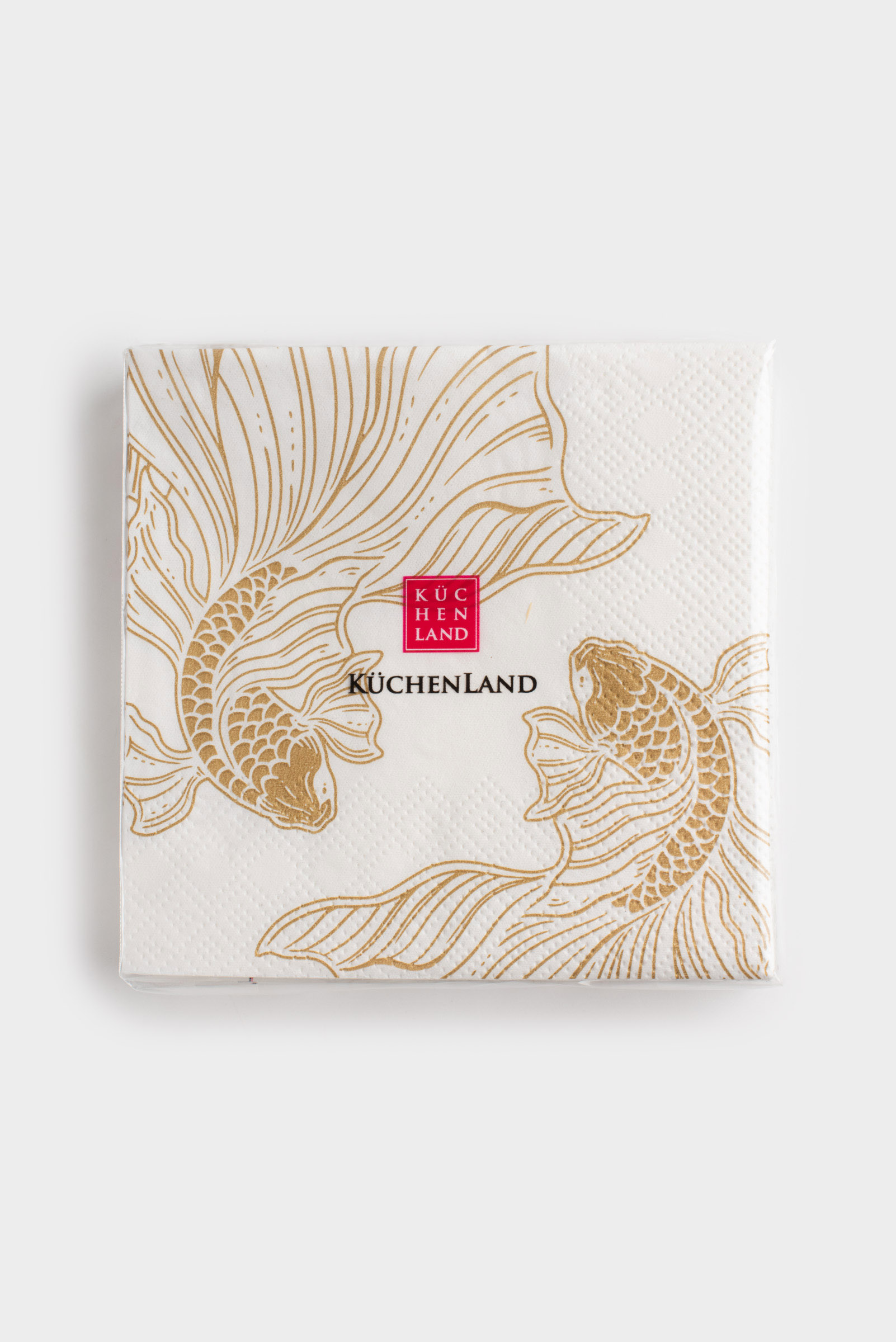 Paper napkins, 21x21 cm, 20 pcs, square, white, Fish, Goldfish, image-3