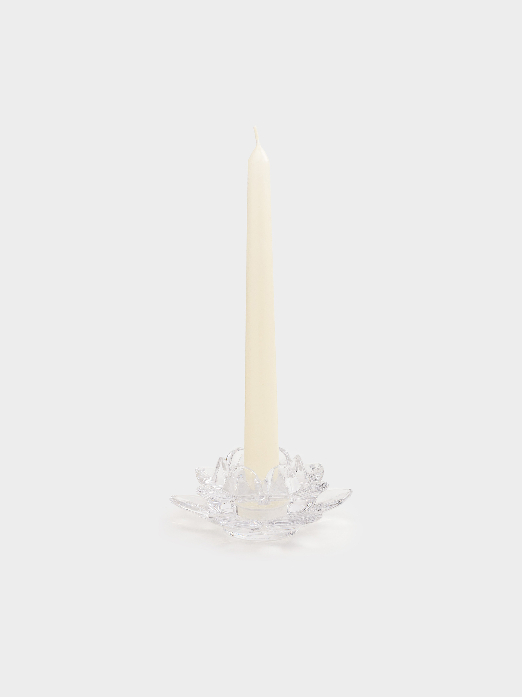 Candlestick, 12 cm, for tea / thin candle, glass, Lotus, Lotus, image-5