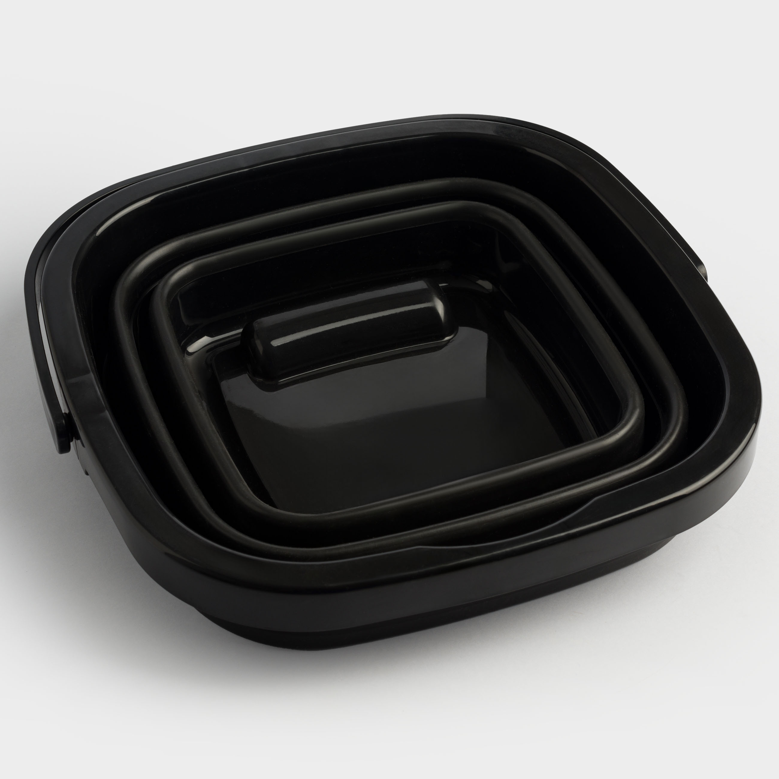 Folding bucket, 5 l, plastic/rubber, square, black, Foldaway black