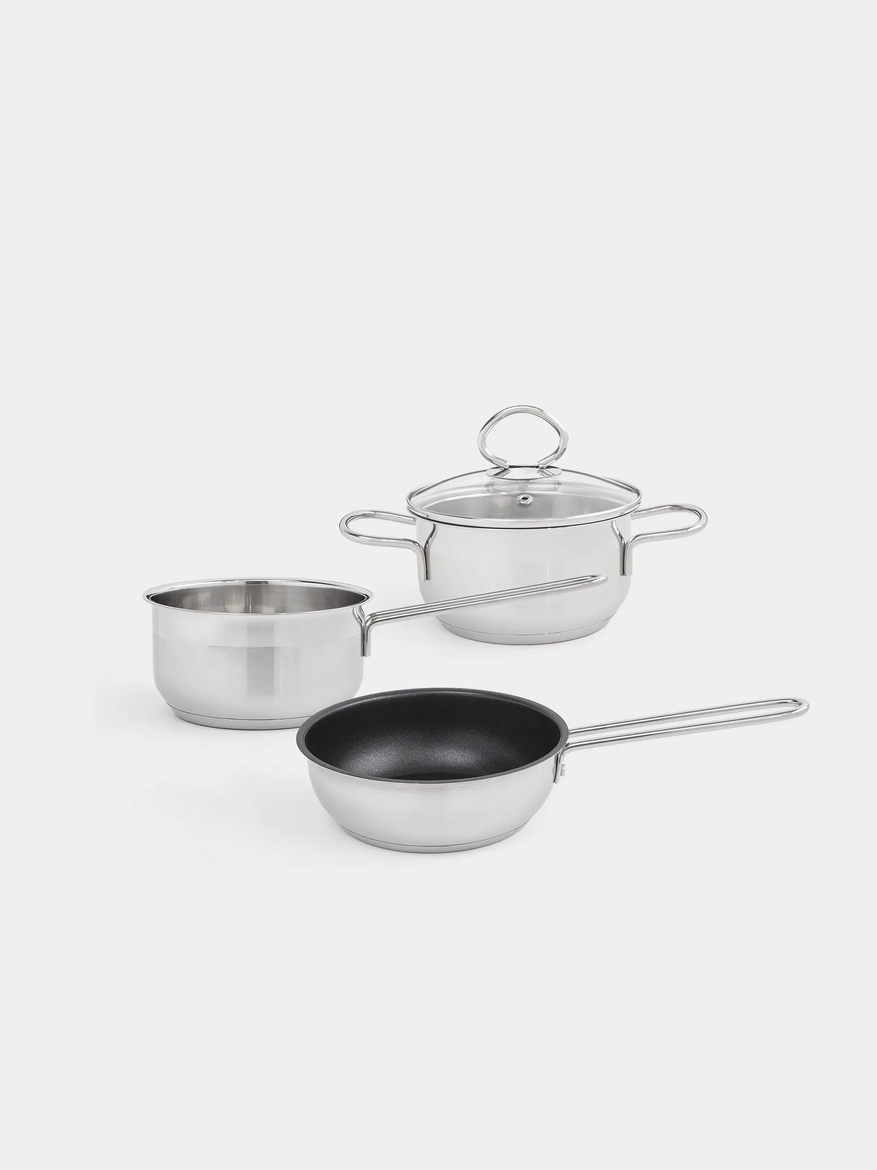 Cookware set, 3 iterms, steel / glass, Egoist lite